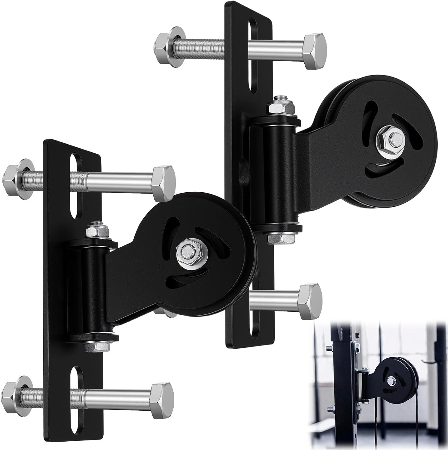 Soulchen Cable Pulley System for Squat Racks Power Rack Pulley Attachment Fits 1″ or 5/8″ with Extended Slot Design Heavy-Duty 180° Swivel Polea for Home Gym Workout Strength Training Fitness