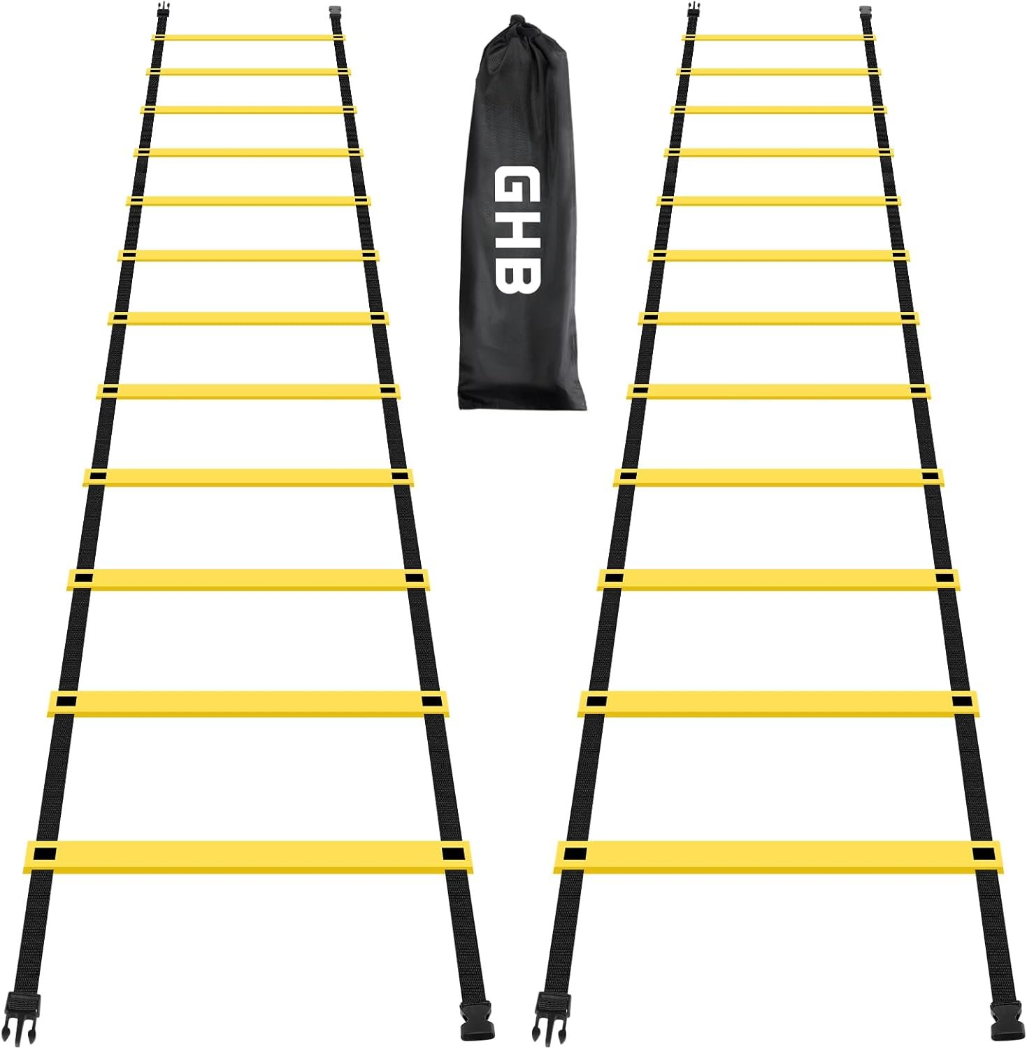 GHB Pro Agility Ladder Agility Training Ladder Speed 12 Rung 20ft with Carrying Bag