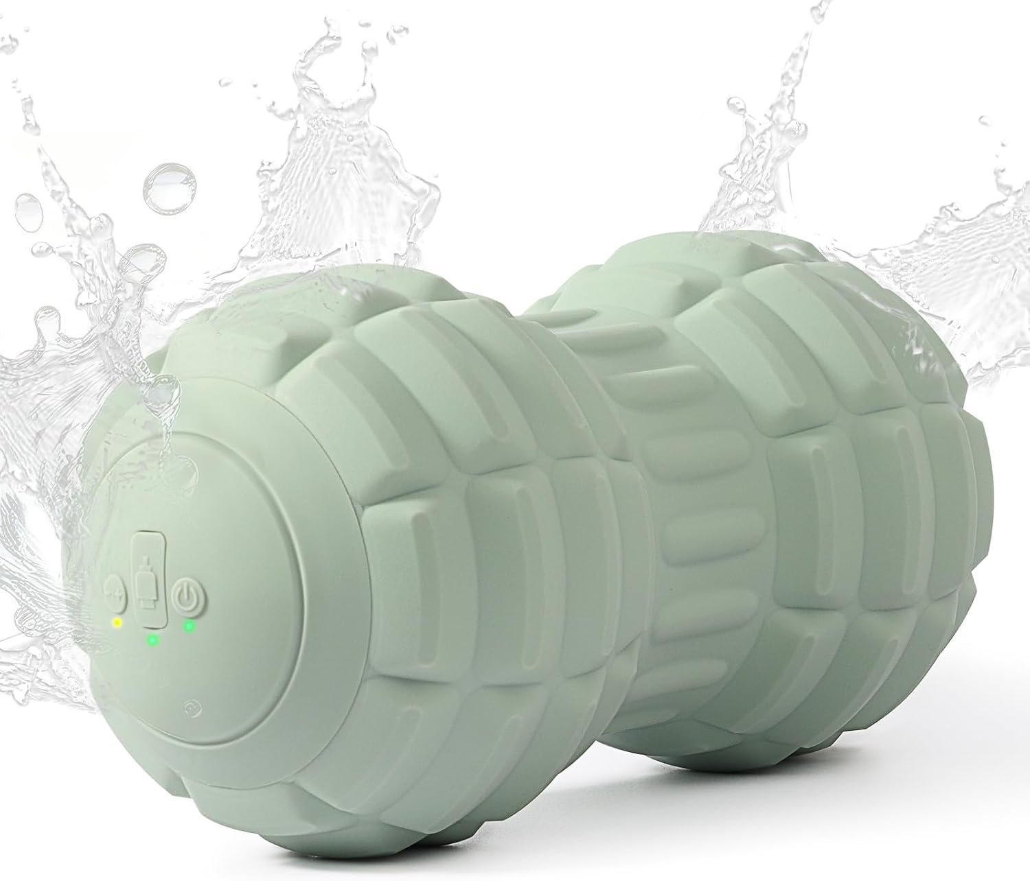 Silicone Vibrating Peanut Massage Ball Roller, Water Resistant Electric Double Lacrosse Massage Ball with 4 Intensities for Muscle Tightness, Deep Tissue Massager for Foot, Back, Hip (Green)