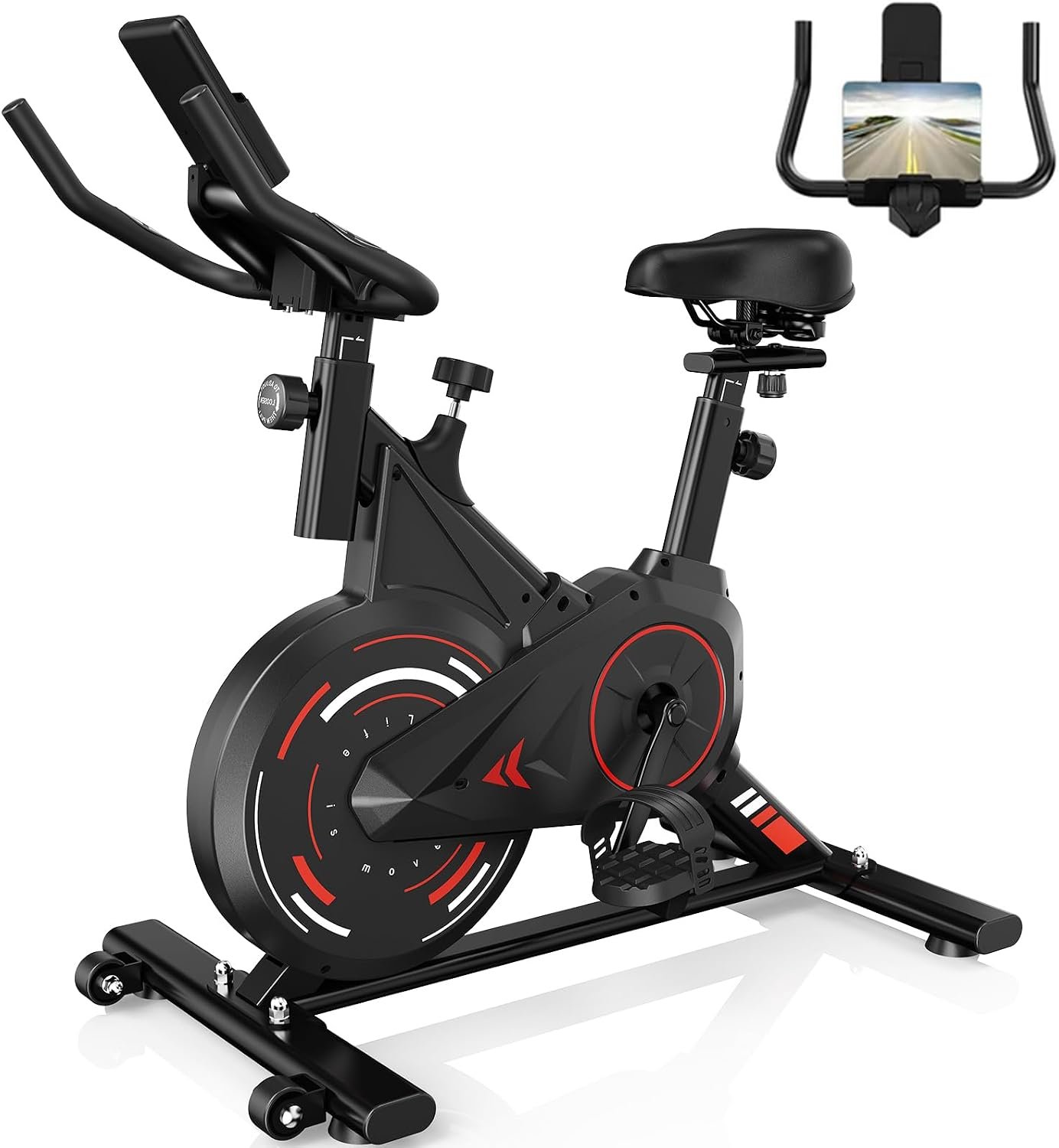 Exercise Bike, Stationary Bike Indoor Cycling Spin Bike with Digital Monitor, Quiet Belt Drive, Adjustable Resistance, Heavy-Duty Frame, 350 LB Capacity, Adjustable Seat and Handlebar, Perfect for Home Gym