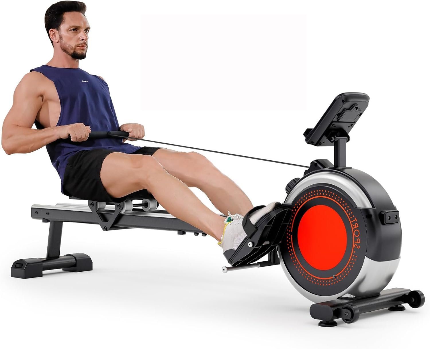 Dripex Rowing Machines for Home, Rowing Machine Magnetic Rower, Max 350 LBS, 16 Levels of Workout Resistance, Dual Slide Rail, App Compatible, LCD Monitor, Row Machine for Gym Exercise