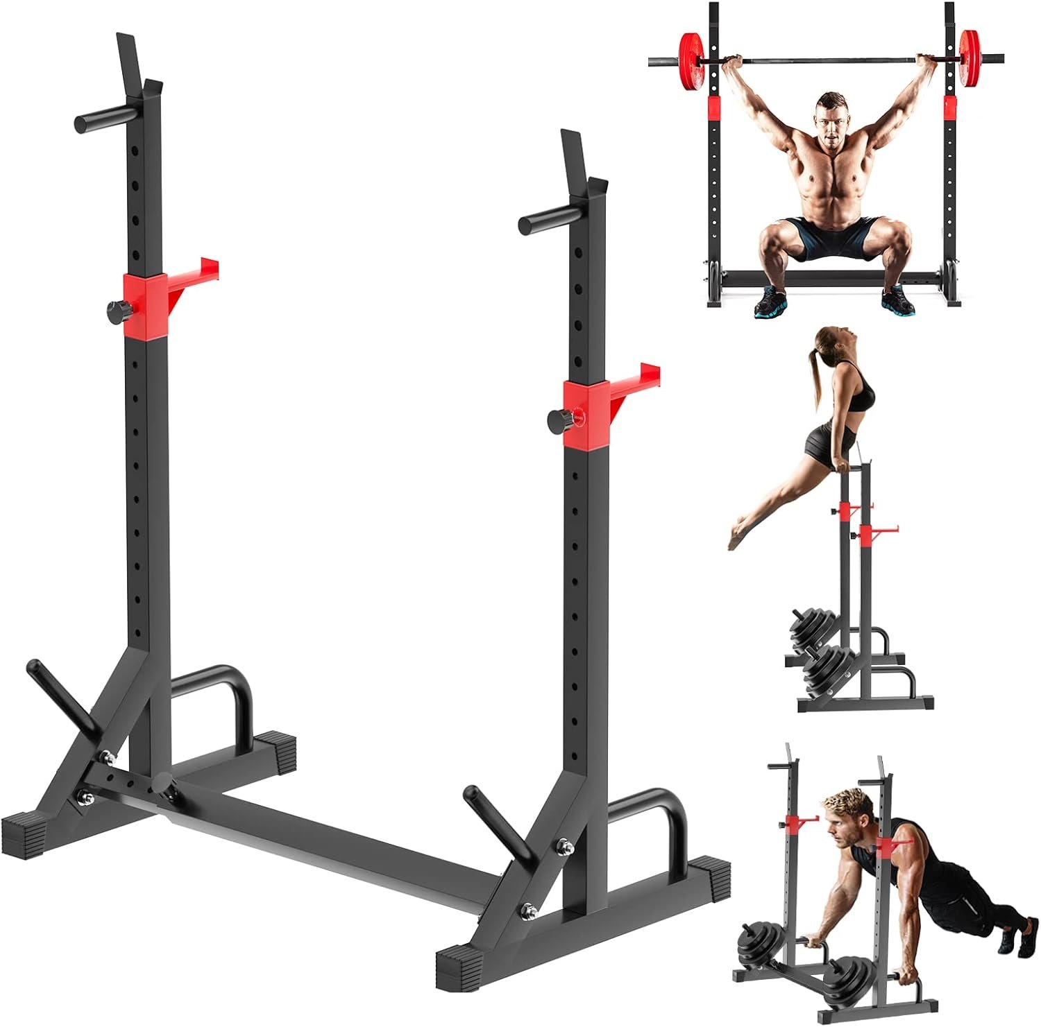 FONBEAR Adjustable Squat Rack, Barbell Rack, Bench Press 550 LBS Max Load Multi-Function Home Gym Weight Lifting Dumbbell Racks Stands – Great for Beginners and Professional Use