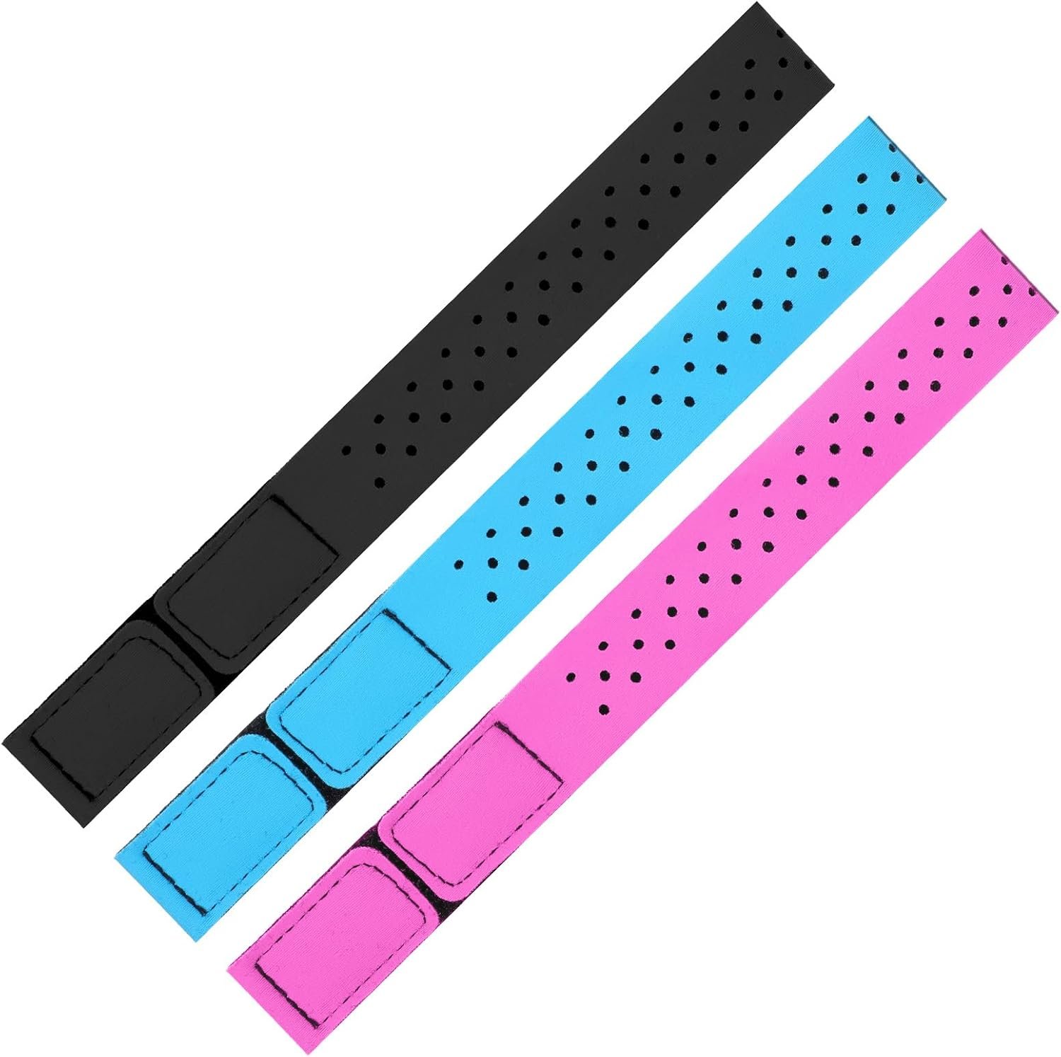 3 PCS Coros Heart Rate Monitor Band, Replacement Orange Theory Heart Rate Monitor Armband, Soft Adjustable Orange Theory Armband Strap for Theory Fitness(Black, Green, Rose Red)