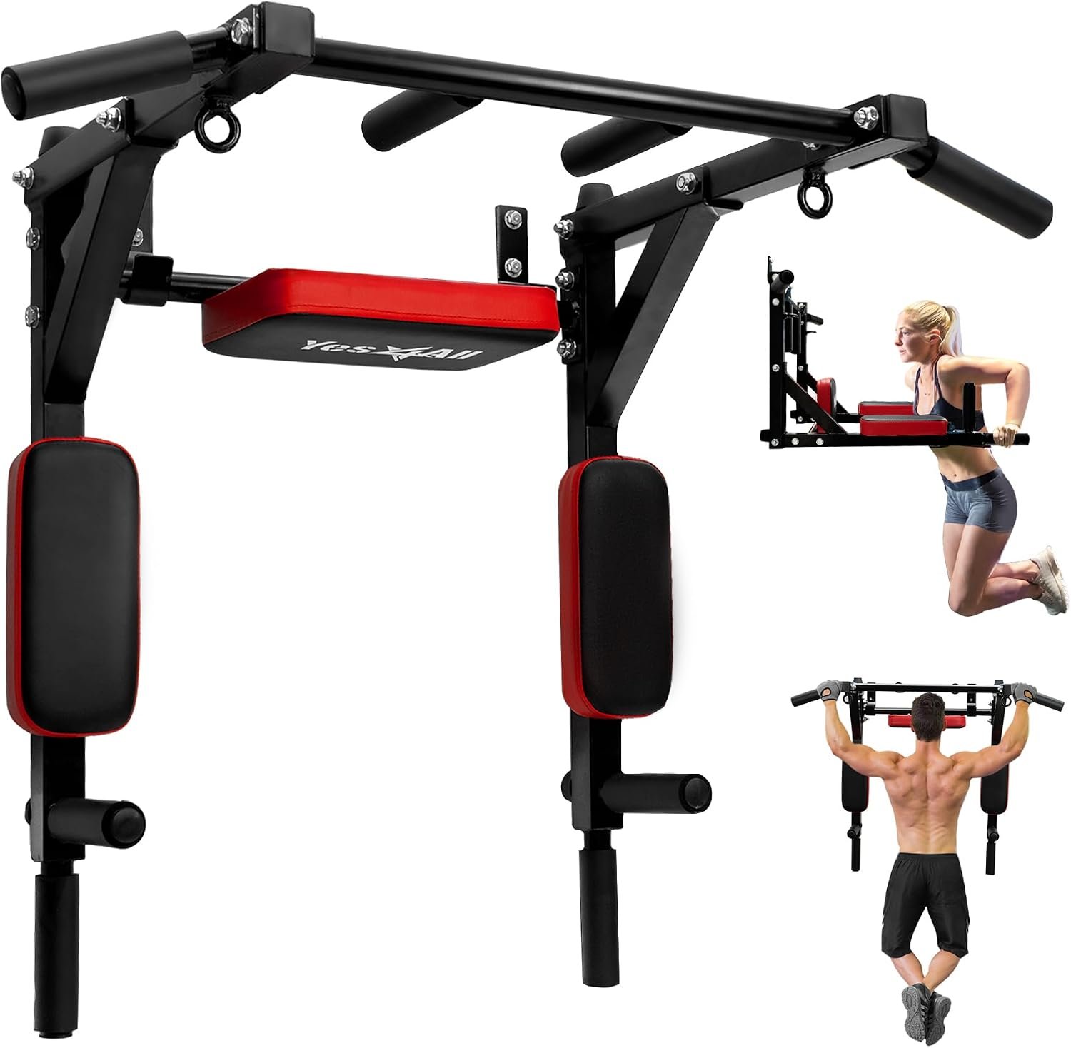 Yes4All Pull Up Bar Wall Mounted – Multifunctional Wall Mounted Pull Up Bar for Home Gym Workout Strength Training Equipment