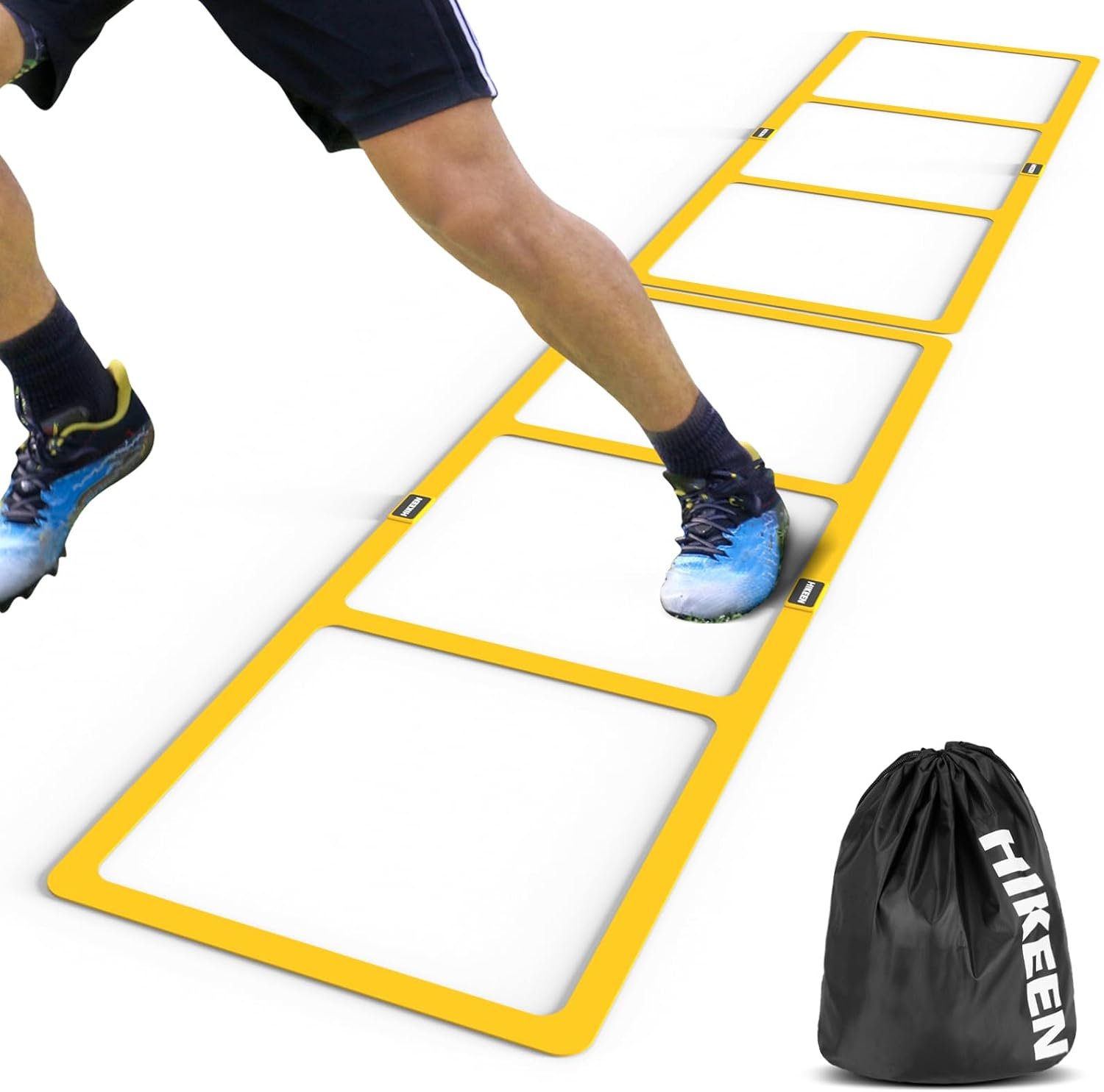 Hikeen Agility Ladder – Speed Ladder for Football, Basketball – Durable Rubber Training Ladder for Footwork with Carry Bag, Portable & Non-Slip Agility Football Training Equipment