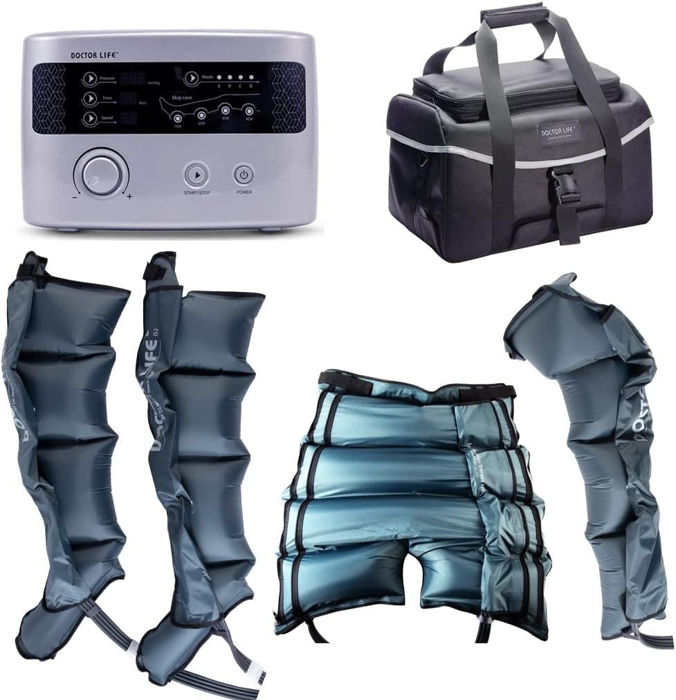 DOCTOR LIFE LX9max Full Body (C) – Sequential Air Compression Recovery System : Device + Legs (L) + Arm + Centerbody + Bag
