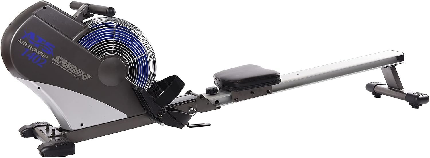 Stamina ATS Air Rower, Grey – Smart Workout App, No Subscription Required – Foldable Rowing Machine for Home Use
