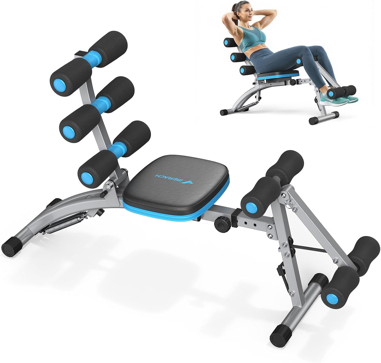 MERACH Ab Machine, Adjustable Ab Workout Bench for Home Gym, Multi-Functional Sit Up Exercise Equipment with 300 LBS Weight Capacity, Exercise Chair for Full Body Workout