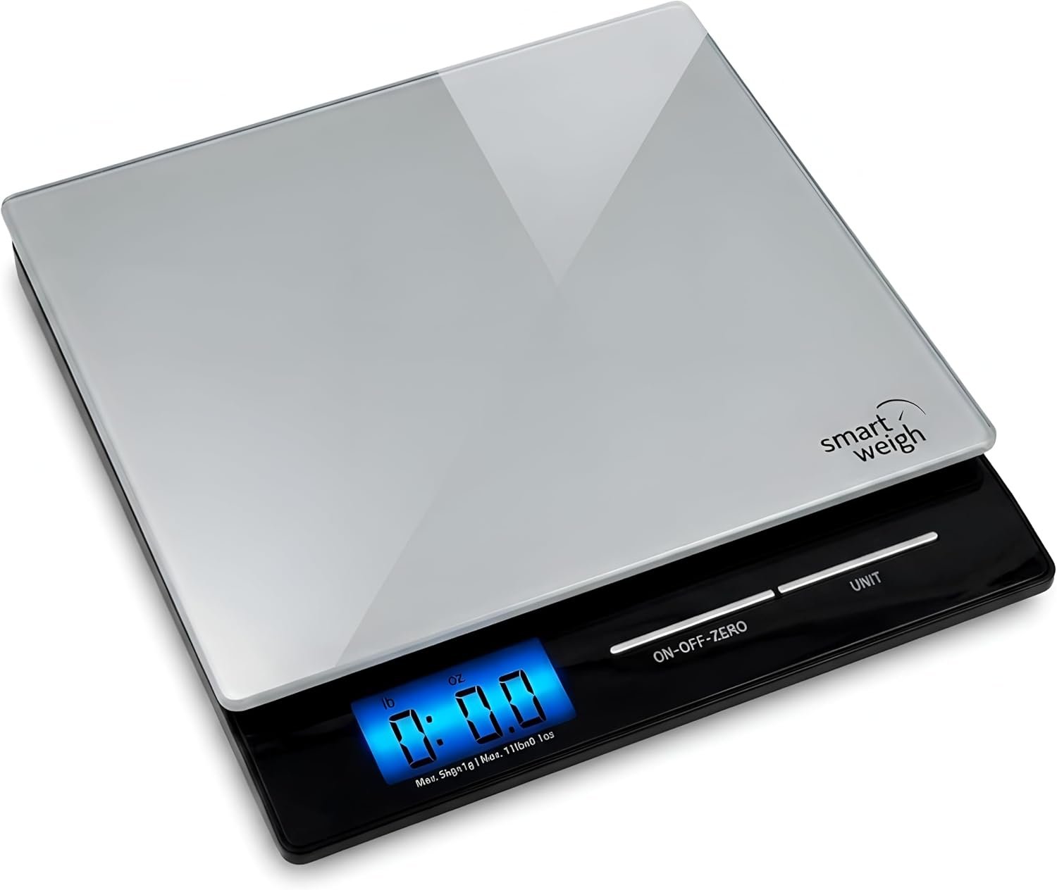 Smart Weigh Professional USPS Postal Scale with Tempered Glass Platform, Multiple Weighing Modes and Tare Function, Silver Shipping Scale, Platform Scale, 11 pounds/ 5 Kilograms