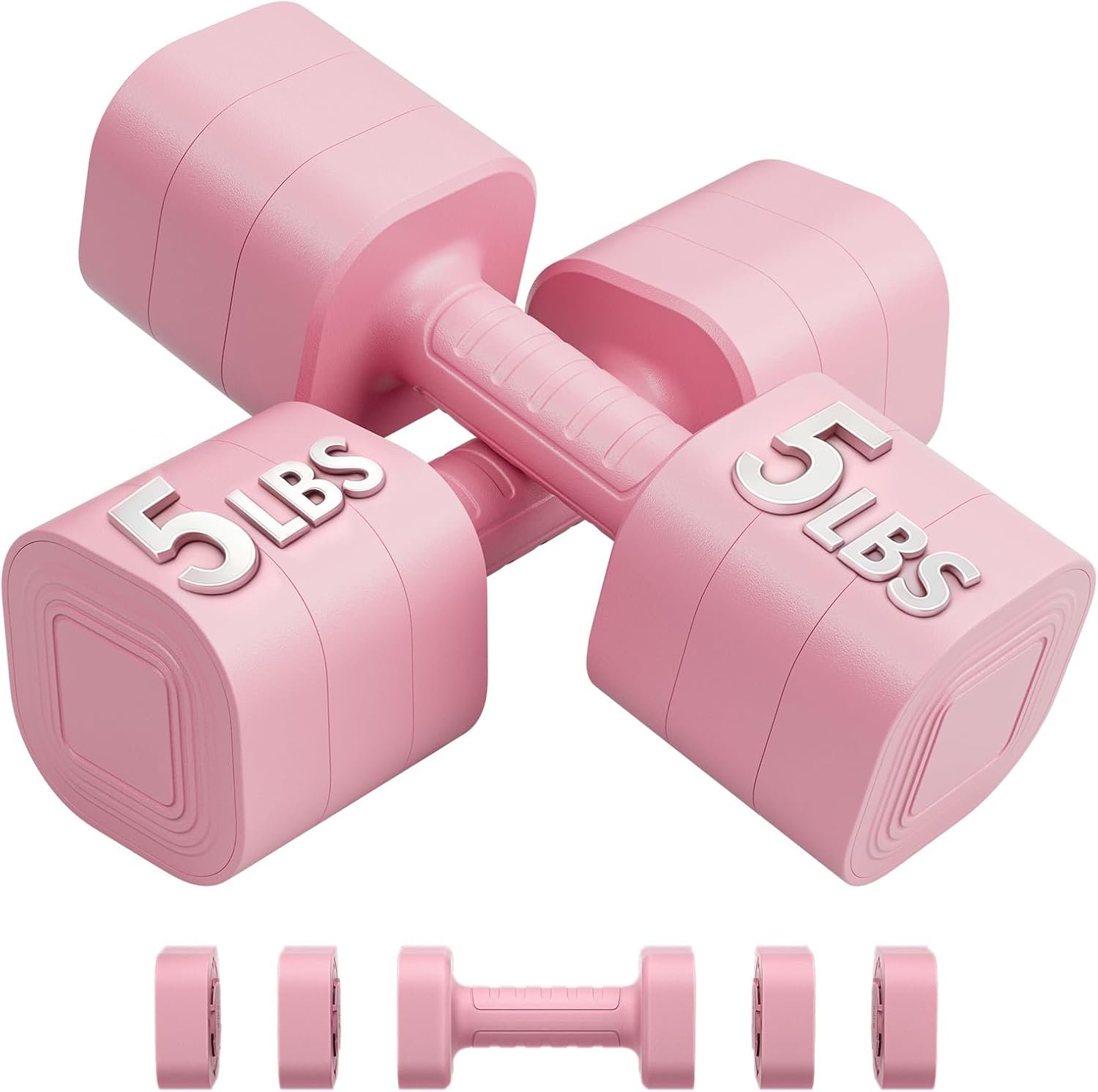 Ragebby Adjustable Dumbbell Set of 2, Weights for Men and Women at Home, Anti-slip Handle, 3 in 1 Free Weights Dumbbells Set, 2lb/3lb/5lb/10lb/15lb/20lb for Pilates, Yoga, Strength Training