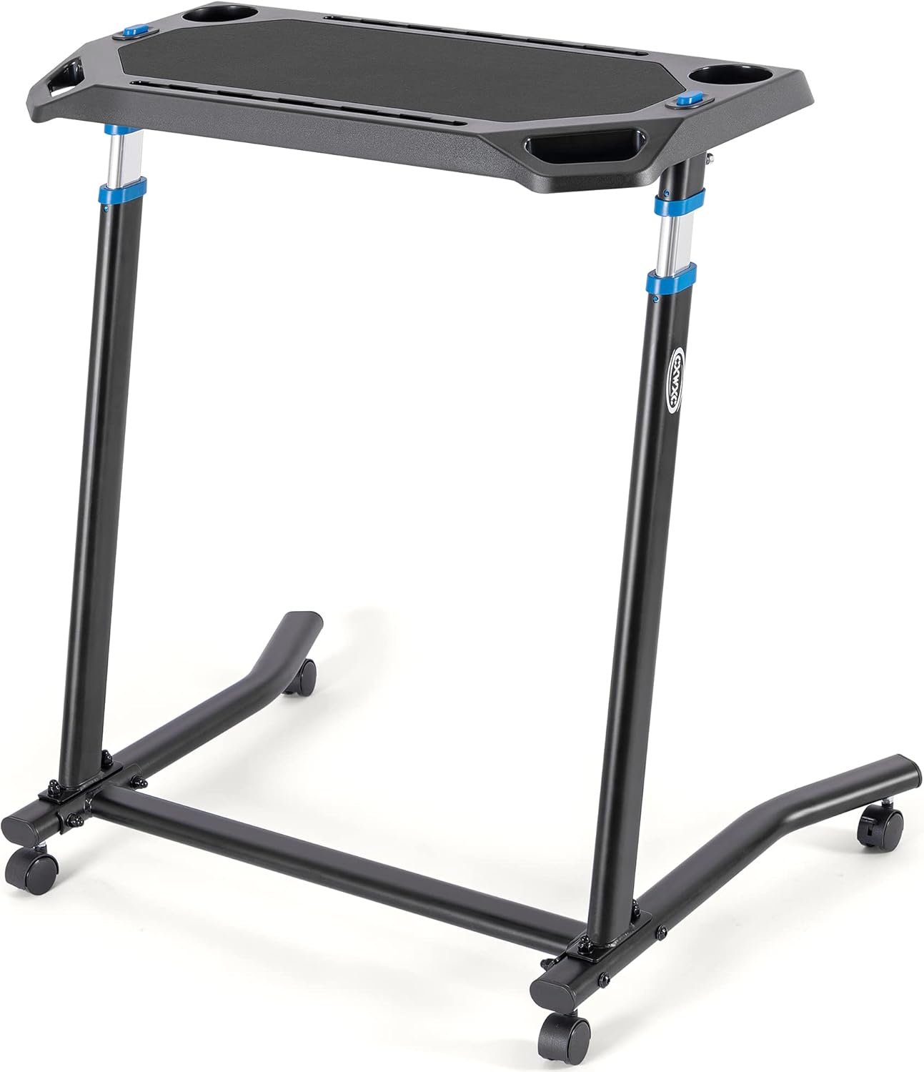 CXWXC Indoor Cycling Desk – Adjustable Height Bike Deak Laptop Stand Non-Slip Surface – Portable Bike Trainer Fitness Desk with Lockable Wheels