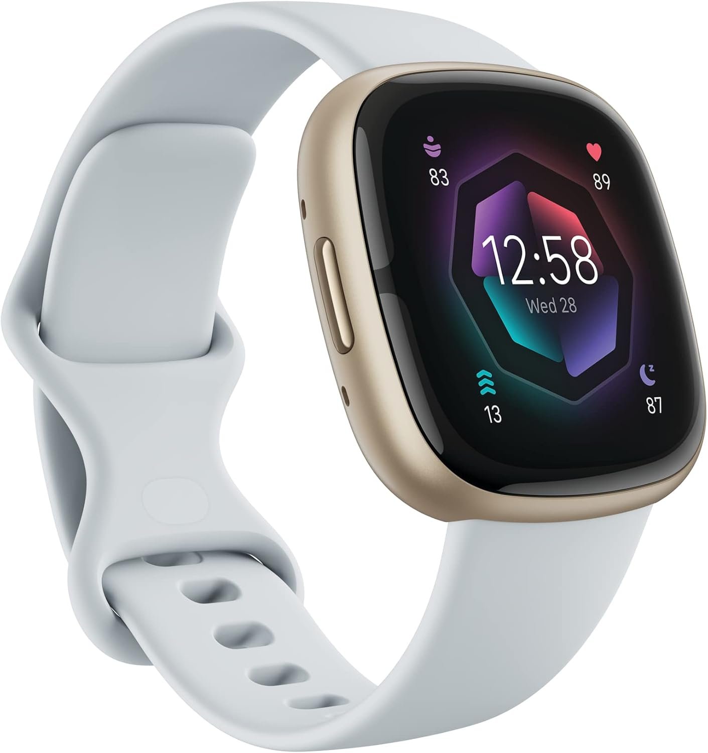 Fitbit Sense 2 Advanced Health and Fitness Smartwatch with Stress and Sleep Tools – 3-Month Google Health Premium Membership Included – ECG App, SpO2, 24/7 Heart Rate, and GPS – Blue Mist/Pale Gold