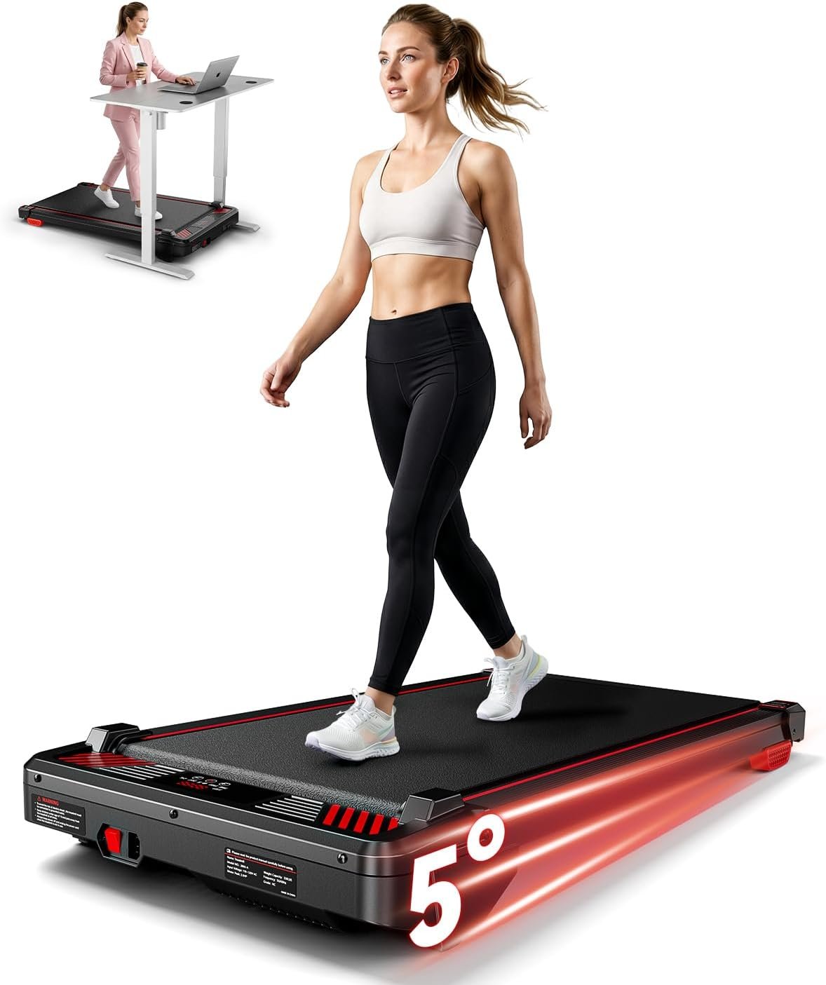 Walking Pad Treadmill, BestGod Treadmills for Home 330LBS Capacity Under Desk Treadmill with Incline Running Pad, Compact Portable Desk Treadmills Small Exercising Walk Pad with Remote Control