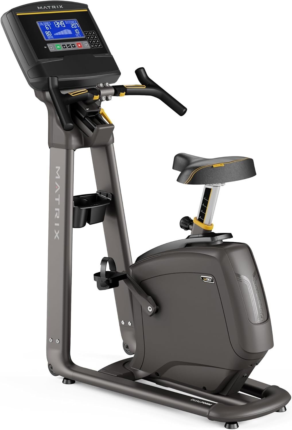 Matrix Fitness U30 Upright Bike with XR | 8.5″ LCD | Club-Quality, Stable Dual Form Frame, Comfort Arc Seat | Ideal for Long Rides and High Calorie Burn
