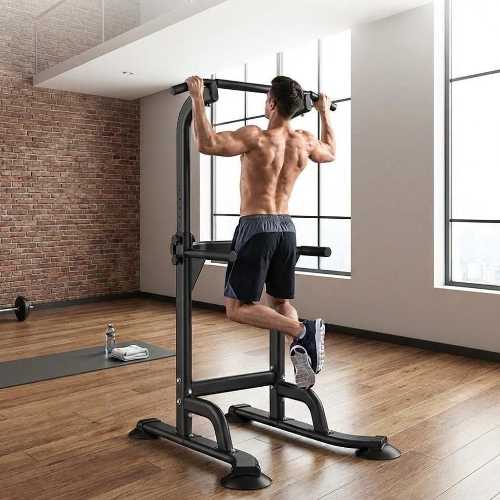 Power Tower for Home Gym, Pull Up and Dip Station – Adjustable Freestanding Chin Up Bar with 300 Lbs Capacity | Multi-Function Workout Machine for Calisthenics, Strength Training