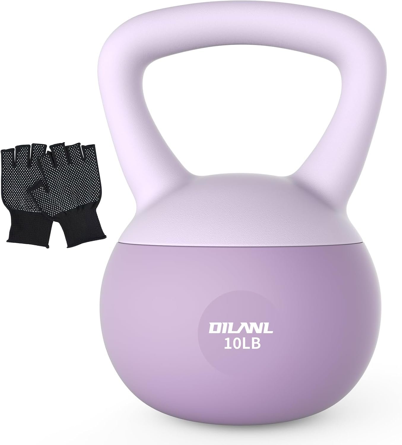 Soft Kettlebell, Safe Strength Training Kettle bell, Cushioned Impact-Resistant Base and Anti-Slip Grip Weight, Kettlebells Set for Home Workouts and Men/Women/ Beginners,With Non-slip Gloves (Purple, 10 LB)