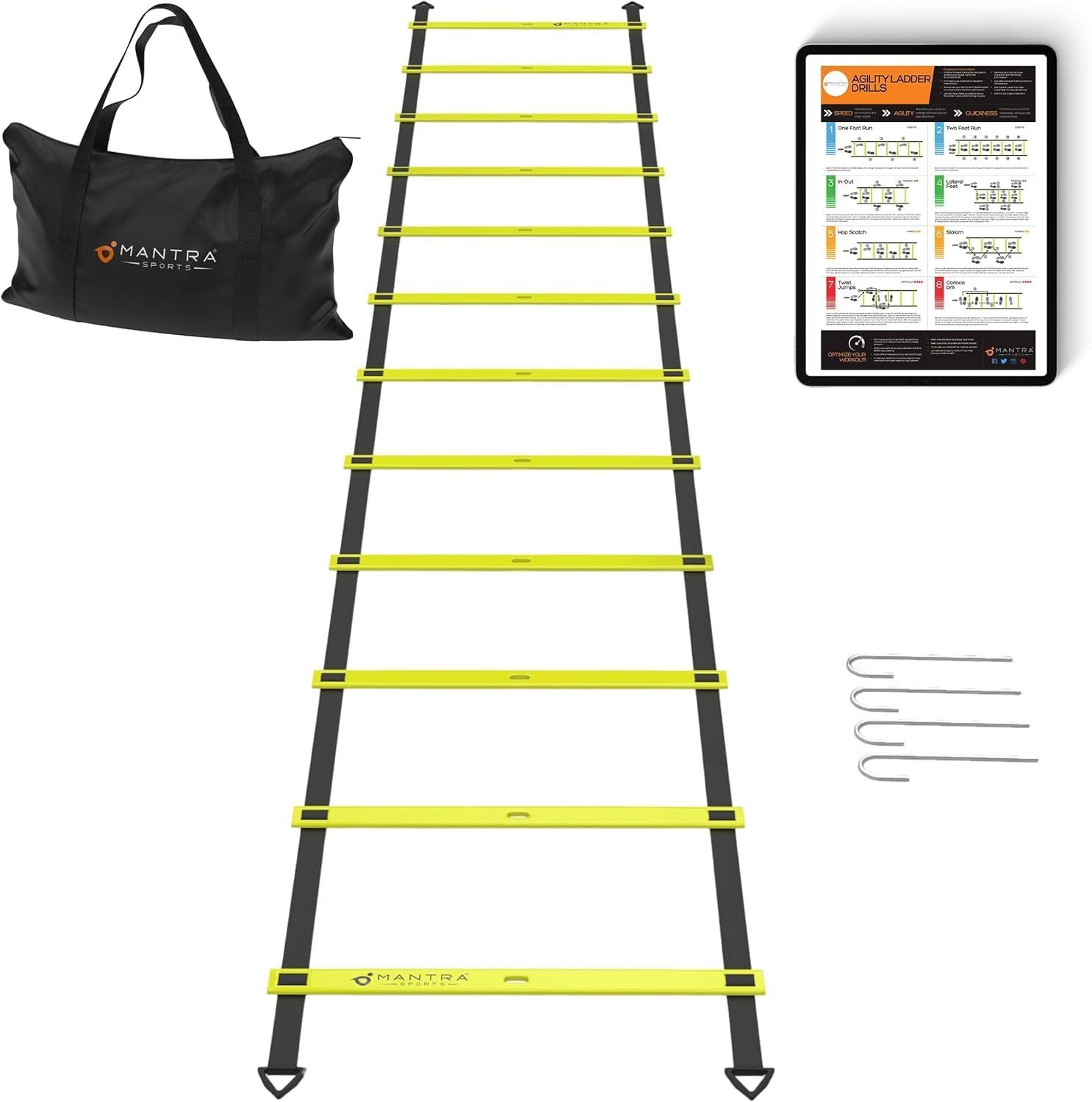 Agility Ladder Set, 12-Rung Speed Ladder + Training Cones, Soccer Training Equipment, Footwork Drills Kit, Speed & Agility Equipment, Football Practice Equipment, Basketball Gear