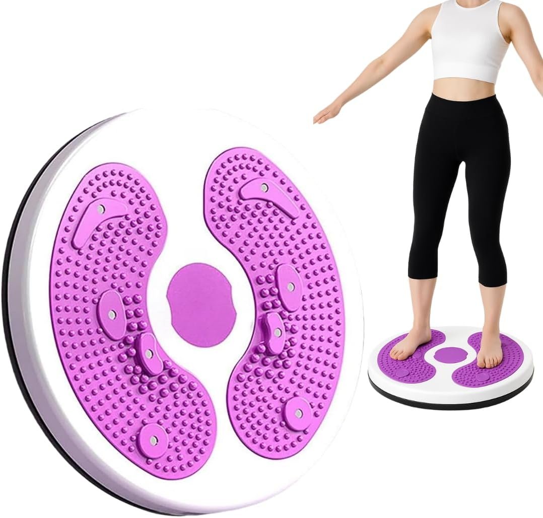 Twist Exercise Board for Core & Abs – 11″ Balance Twister Disc with 360° Rotation, Non-Slip Massage Foot Pads, Improves Balance, Flexibility & Posture (Purple)