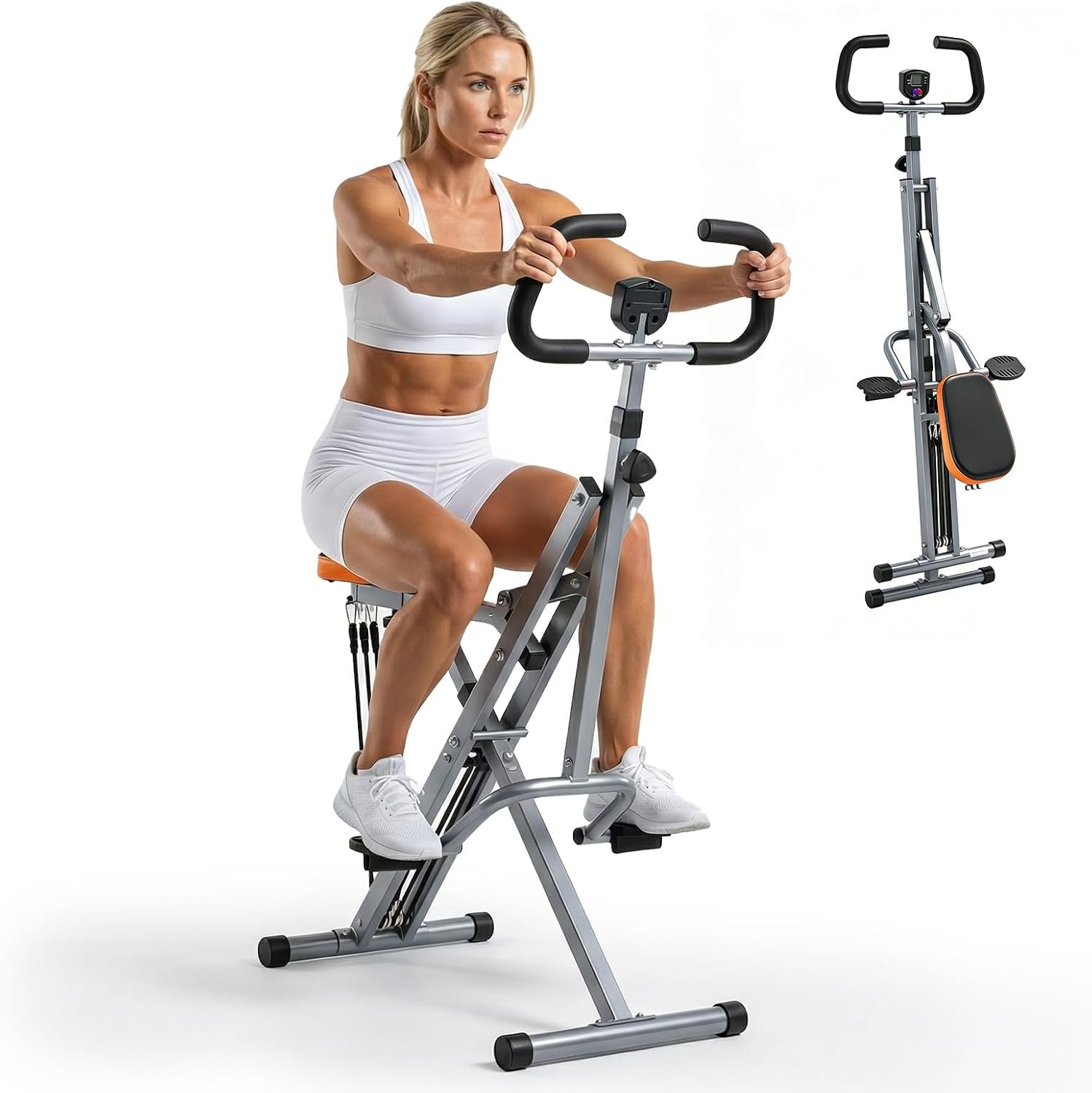 Squat Machine for Women, 330 LBS Capacity Glute Workout Equipment Exercise Machine with Adjustable Resistance, Foldable Full Body Exercise Rower for Home