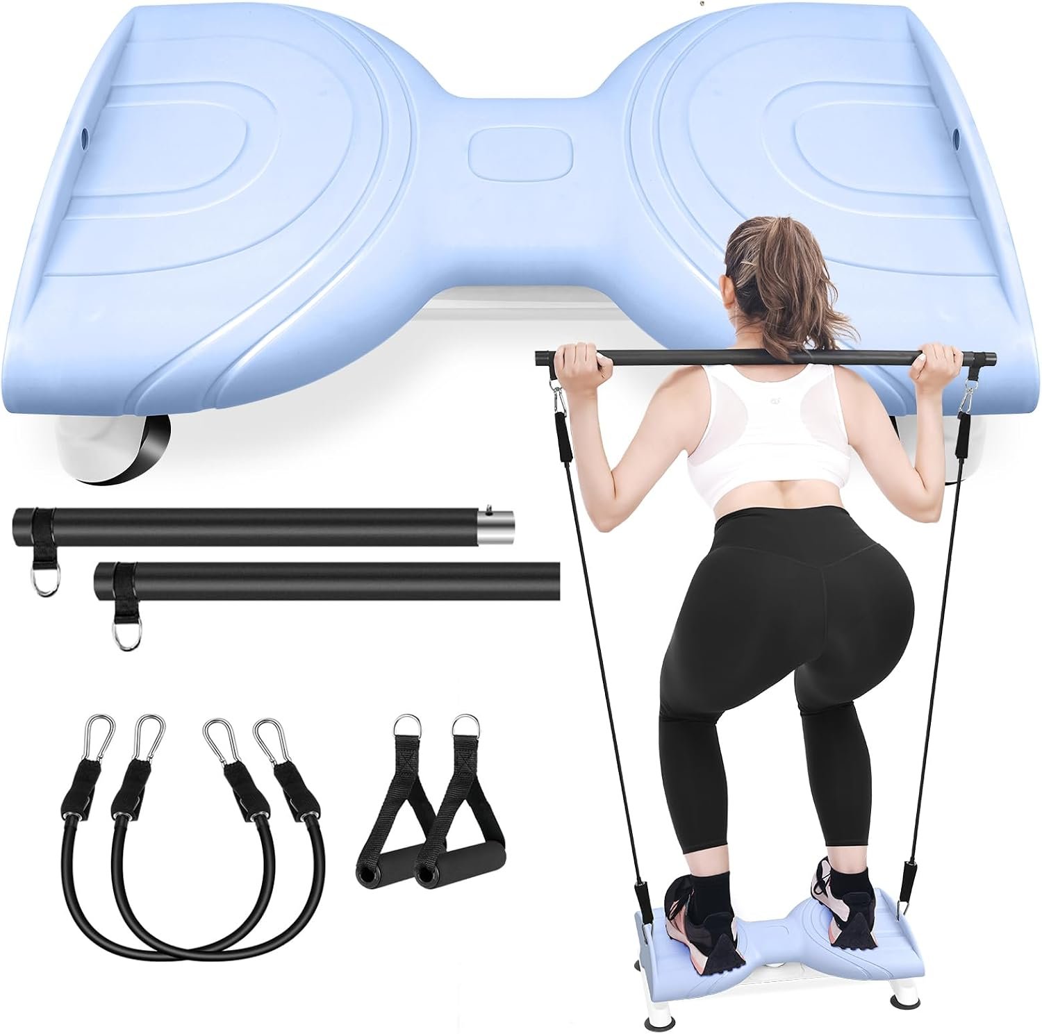 Waist Twist Machine Exercise,Ab Twist Board with Pilates Bar&Resistance Bands,Noiseless Waist Trainer For Women&Men Burn Fat,Ab Machine Fitness Equipment For Home,330 Lbs Capacity.