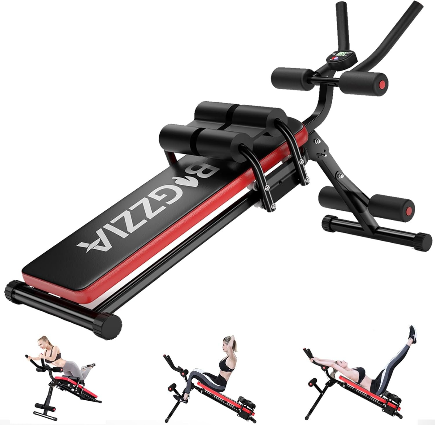 Bigzzia Ab Machine, 5-in-1 Adjustable Ab Workout Bench Core Abdomen Trainer for Stomach Workout, Crunch Machine Exercise Equipment for Home Gym – Sit UP, Push UP, Leg Press, Glider, Roman Chair, 330lbs Capacity