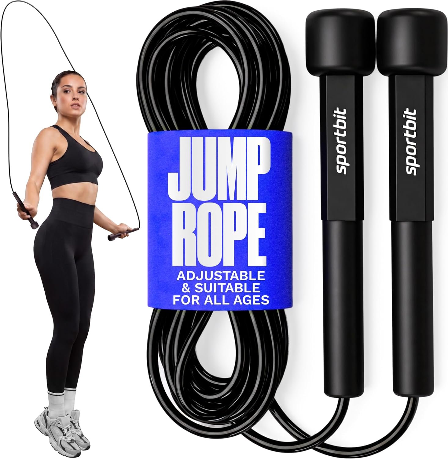 SPORTBIT Adjustable Jump Rope for Fitness and Exercise – Skipping Rope for Cardio, Boxing, and Weight Loss – Speed Rope perfect for Men & Women