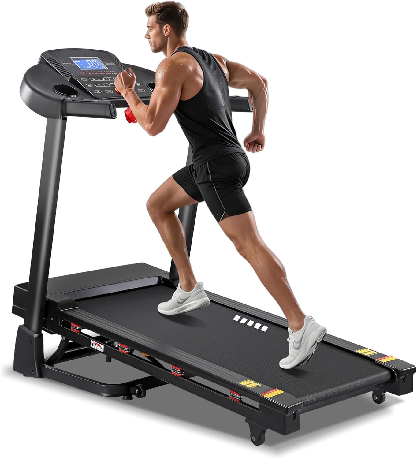 Treadmill with 15-Level Auto Incline, Folding Treadmill for Home, 0.6-10 MPH, 350 LB Capacity, 18.11″ Wide Running Belt, 3.5 HP, Shock Absorption, Bluetooth Speaker & App