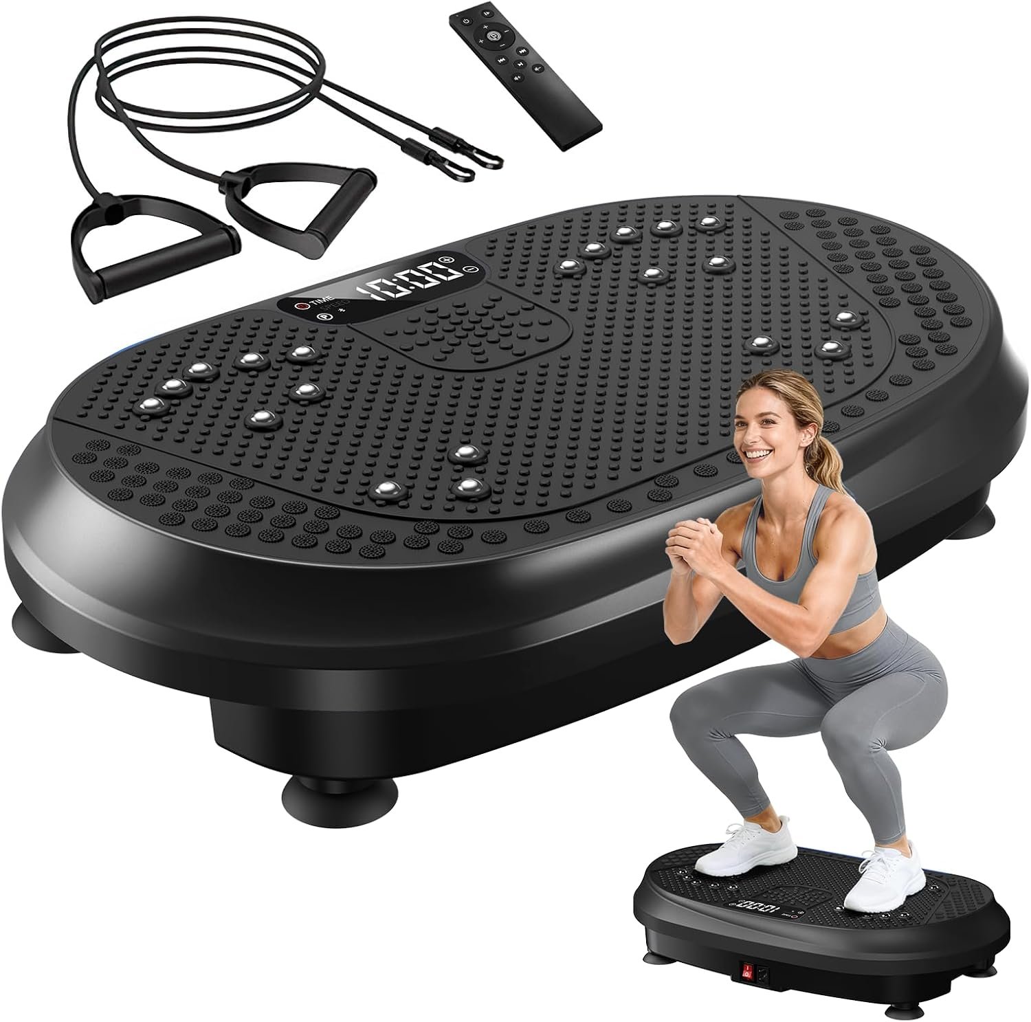 Vibration Plate Exercise Machine for Lymphatic Drainage, Vibrating Fitness Platform, 450lbs Capacity Full Body Shaker Workout Equipment, Vibration Platform Machine Shaping Vibrate Board Sport for Home