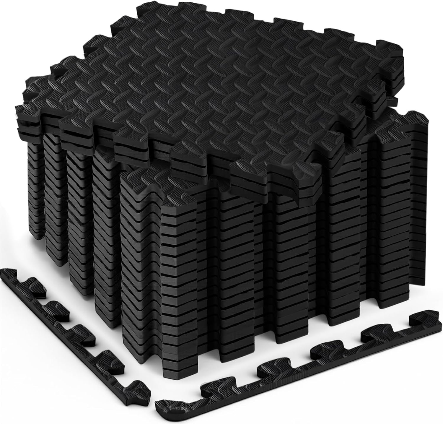 18pcs Puzzle Exercise Mat, 12.6″x12.6″x0.4″, 18sqft EVA Interlocking Foam Floor Tiles, Protective, Water-Resistant Flooring for Home Gym & Workout Equipment