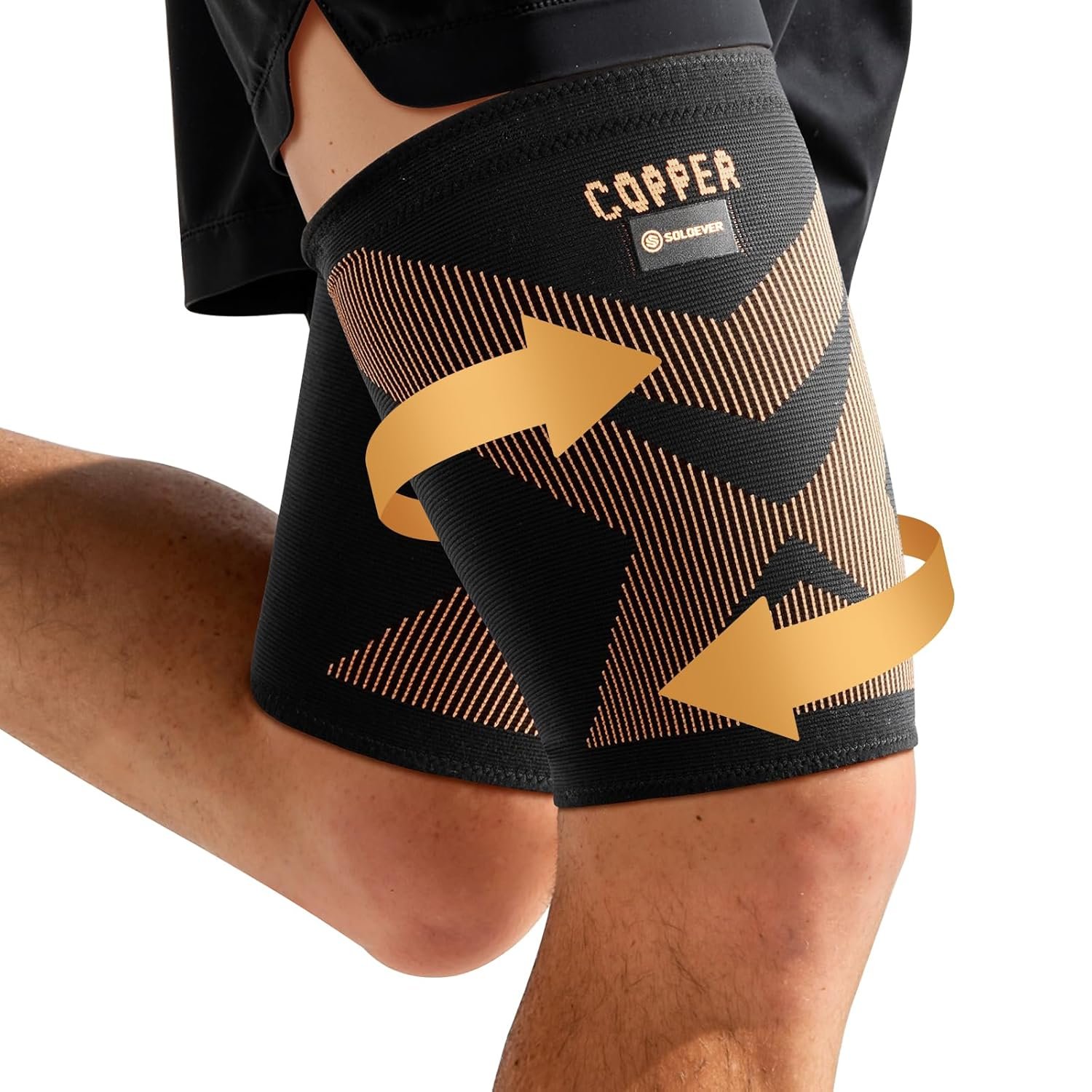 Copper-Infused Thigh Compression Sleeves 1 Pair [Upgrade Medical-Grade & Anti-Slip] Hamstring Compression Sleeves for Workouts, Sports Recovery and Quad & Groin Support, Breathable Upper Leg Sleeve for Women & Men – M