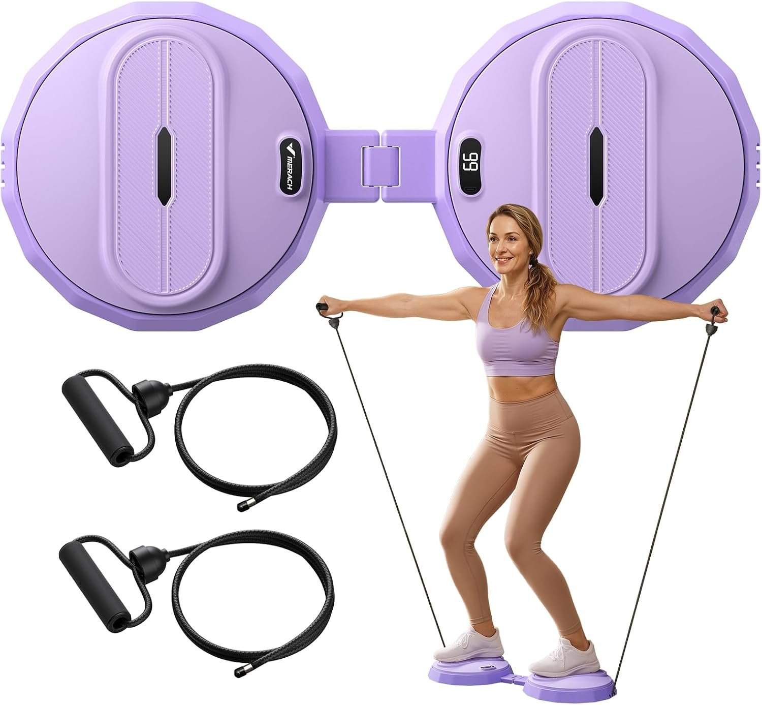 Merach Foldable Twist Board, Waist Twister Machine Exercise with Counter – 3.1 pounds Lightweight Silent Ab Twister Board for Home Workout, Portable Waist Twisting Machine for Core, Legs & Arms