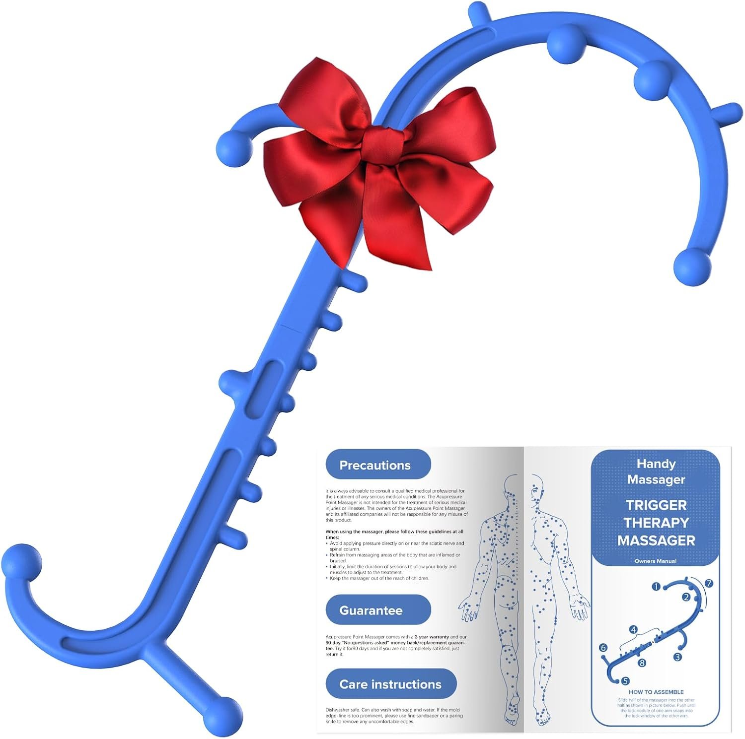 Ranarose Deep Tissue Back & Neck Massager – Back Massager Stick for Pain Relief, Muscle Knot Remover, Trigger Point Massage Tool for Full Body, Shoulders, Legs – Pressure Point Massage Tool (Blue)