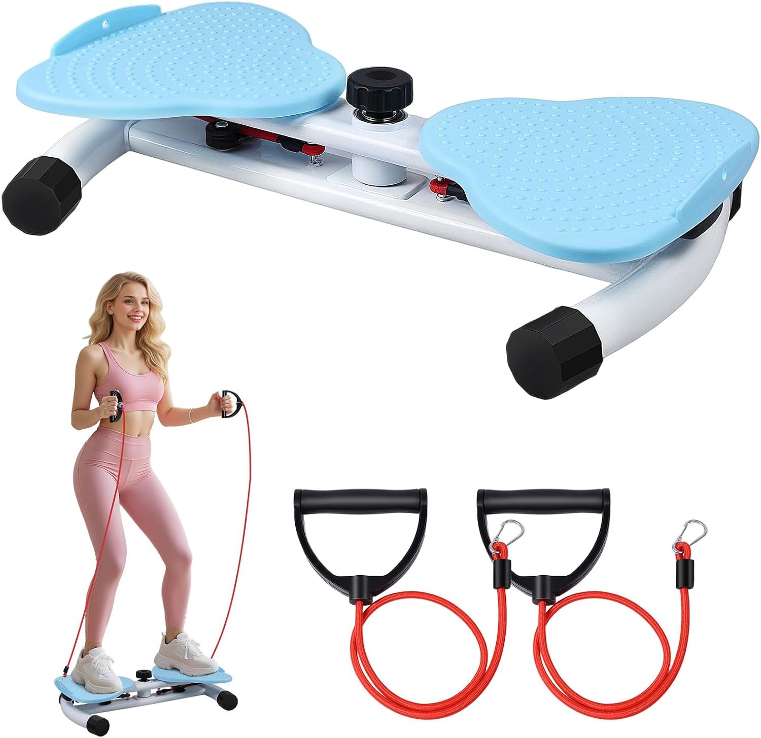Waist Twister Machine, Ab Twister Board with Resistance Bands – 300 lbs Capacity Home Exercise Equipment for Belly Fat, Core Workout – Noiseless & Anti-Slip for Women/Men