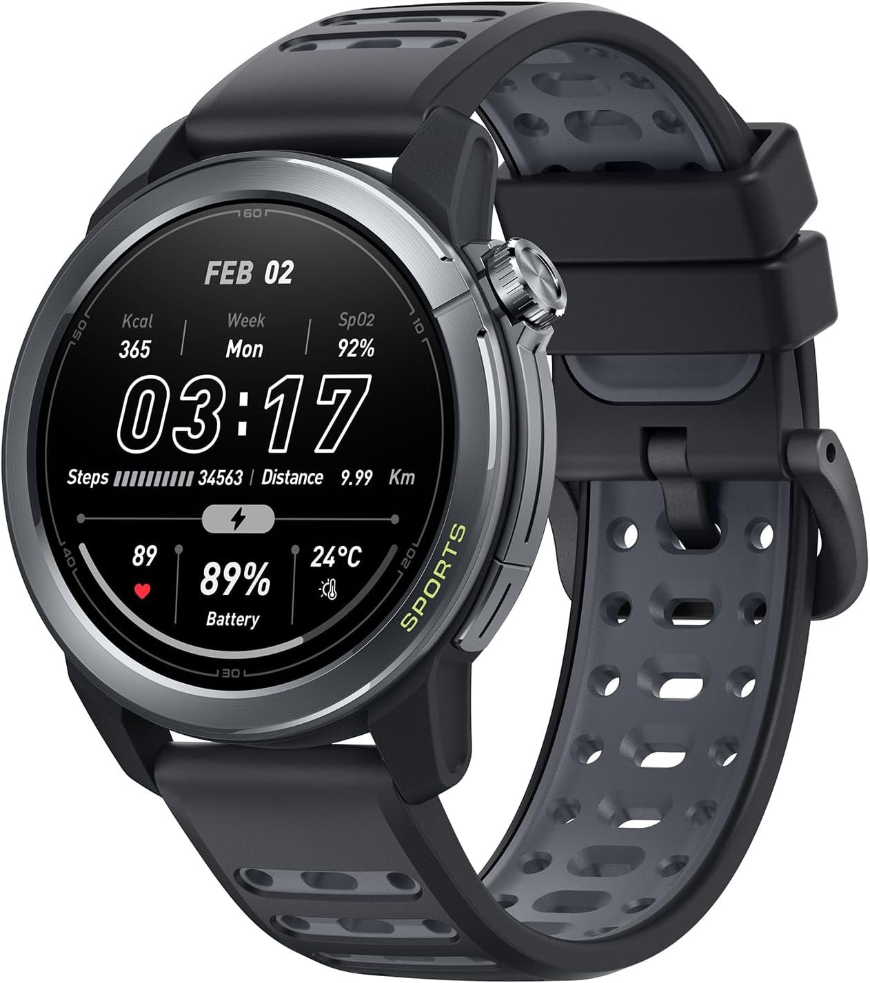 mibro GS Active2 Running GPS Smartwatch with 46mm AMOLED, Lightweight and 15-Day Battery, Supports Running Plans and Dual-Band GNSS, 150+ Sport Modes (Dark Gray)