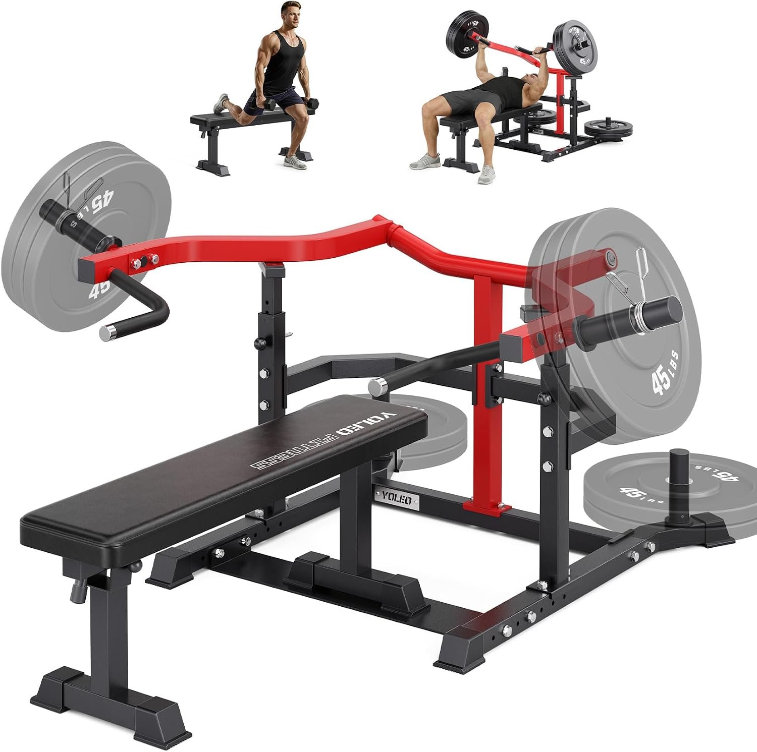 YOLEO Chest Press Machine, 1100LBS Bench Press Machine with Separate Press Station & Adjustable Weight Bench, Independent Converging Arms