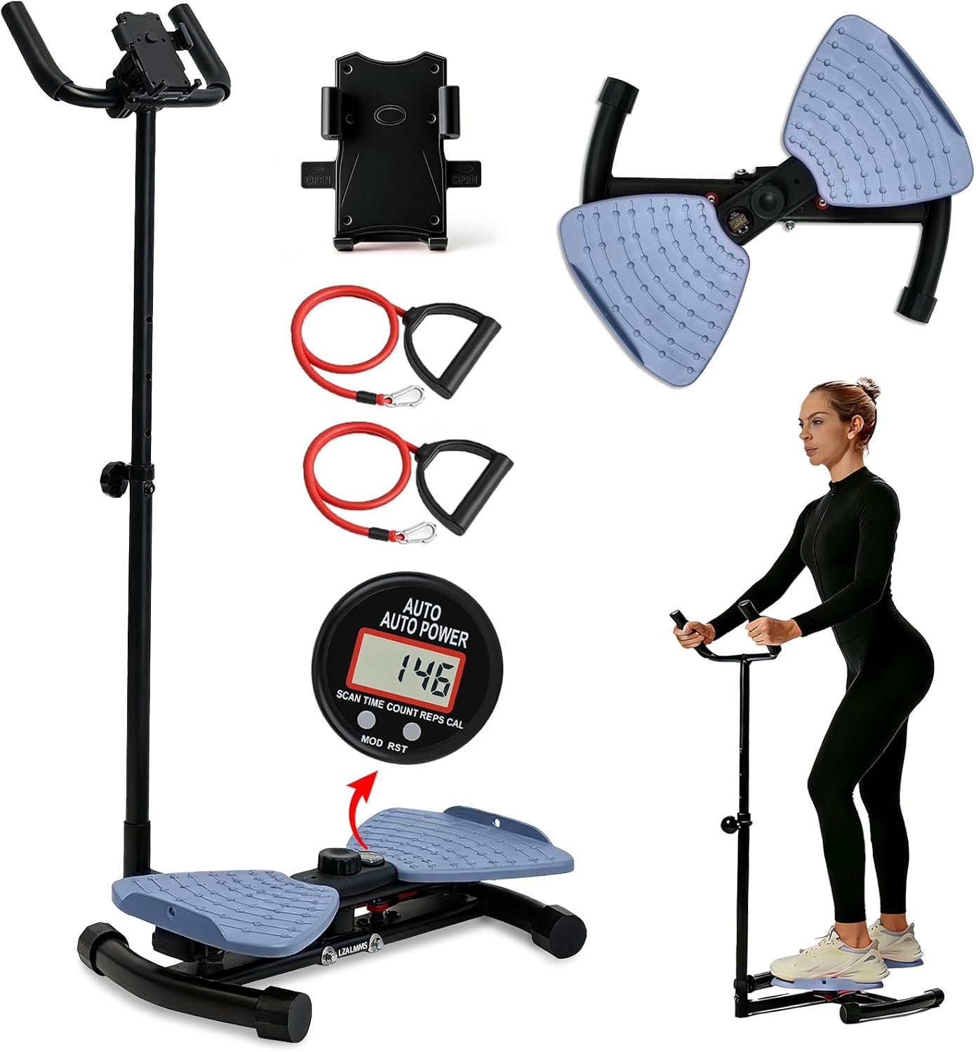 Waist Twister Machine Exercise with Handlebar, Ab Twister Board with Phone Holder, 330lbs Capacity, Workout for Slim Waist and Core Ab Exercise, Ultra-Quiet Home Gym Equipment for Women Men