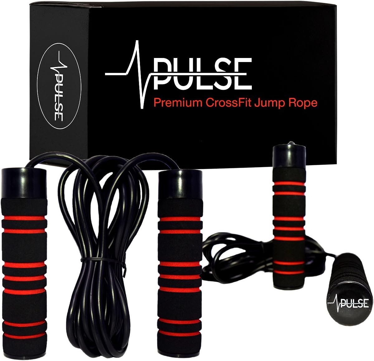 Weighted Jump Rope (1LB) With Memory Foam Handles and Thick Speed Cable – For fitness workouts at home, cardio, boxing and MMA, CrossFit, endurance training, Jumping Exercise. PULSE ATHLETICS.