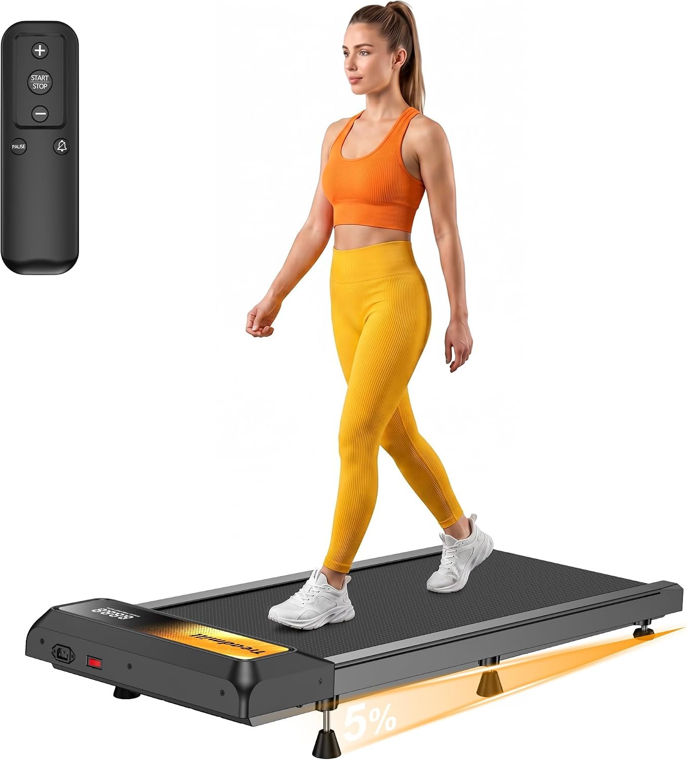 Gkyet Walking Pad with 5%-8% Incline, 2.5HP Quiet Under Desk Treadmill for Home Office, 265 LBS Capacity, Portable Slim Walking Pad Treadmill with Remote Control, Small Treadmill for Apartment