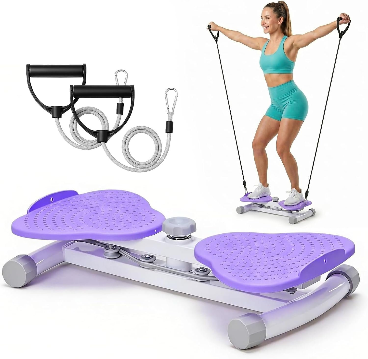 Waist Twister Machine Exercise, Ab Twister Board with Resistance Bands, 300 LBS Capacity Core Workout Equipment for Home Gym, Women & Men