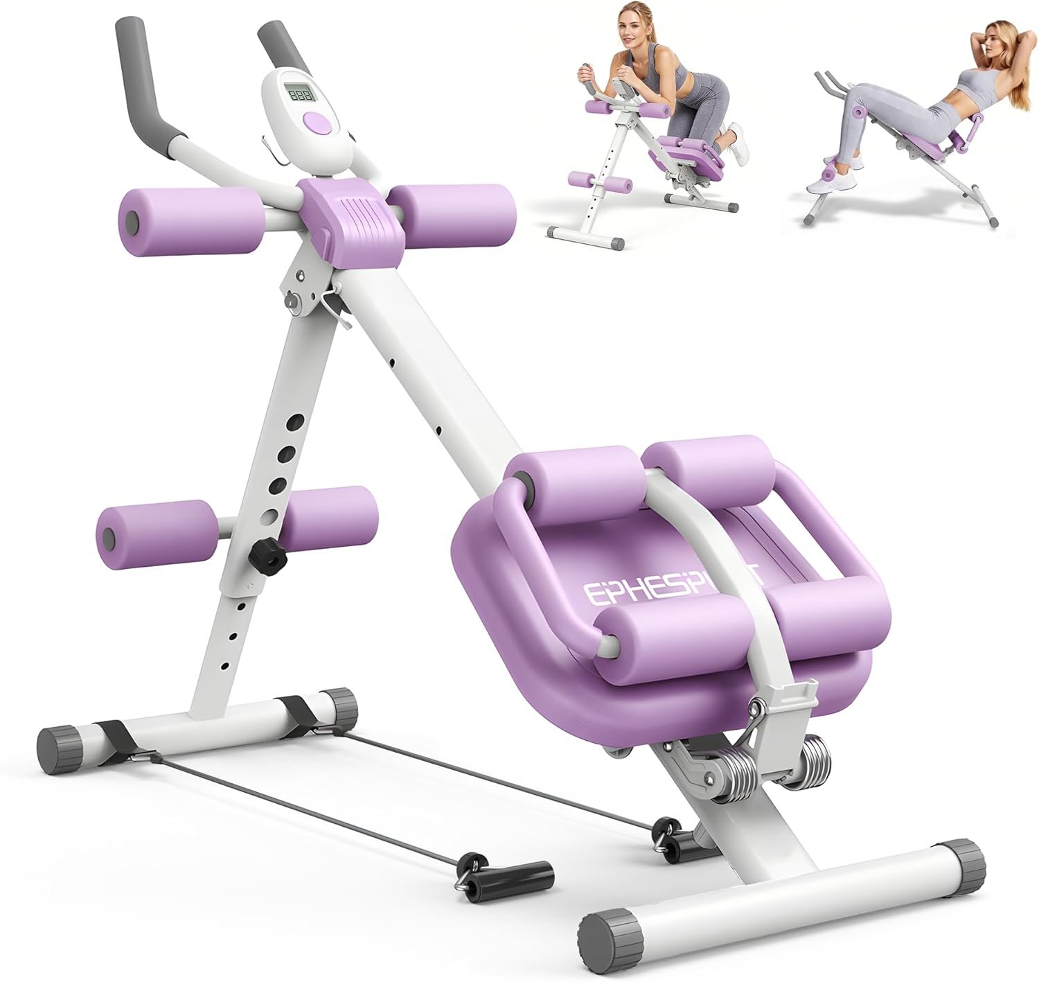 EPHESPORT Multifunctional Ab Machine, Crunch & Sit-Up Core Trainer, Adjustable Ab Trainer with Knee & Back Support, Foldable, Full Body Workout Equipment for Home Gym