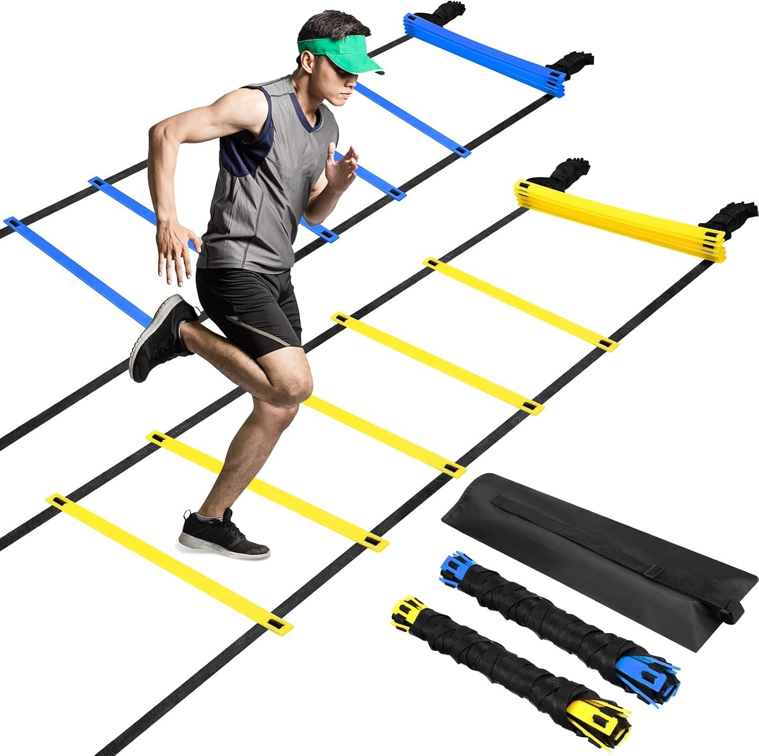 Sosation Agility Ladder 20 Feet Adjustable Rungs Speed Training Exercise Ladders with Carry Bag for Kids and Adults Soccer Football Boxing Footwork Sports Speed Agility Training