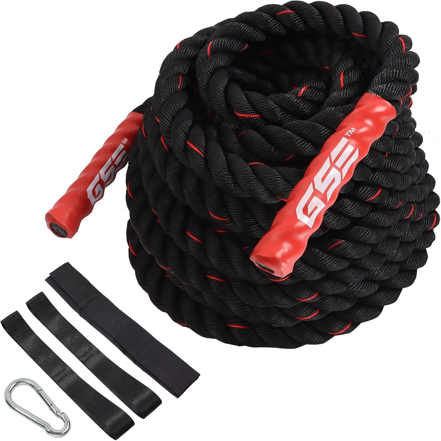 GSE Games & Sports Expert Gym Battle Rope, Heavy-Duty Workout Ropes for Indoor & Outdoor Workout, Exercise Rope for Strength Training – 30,40,50 Feet Lengths Available