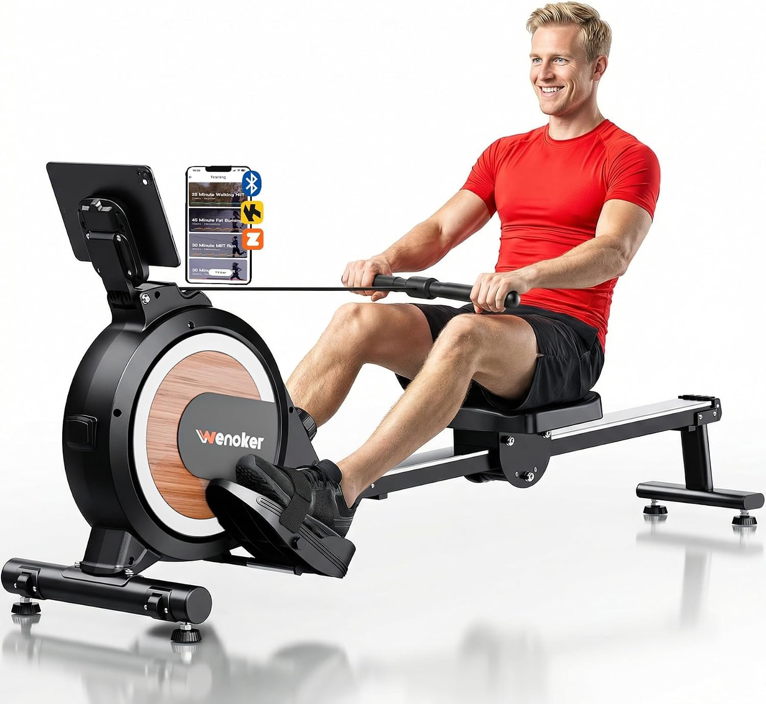 Wenoker Rowing Machine for Home, Magnetic Rower Machine, 350 LB Weight Capacity, 16-Level Silent Resistance Row Machine for Gym Exercise