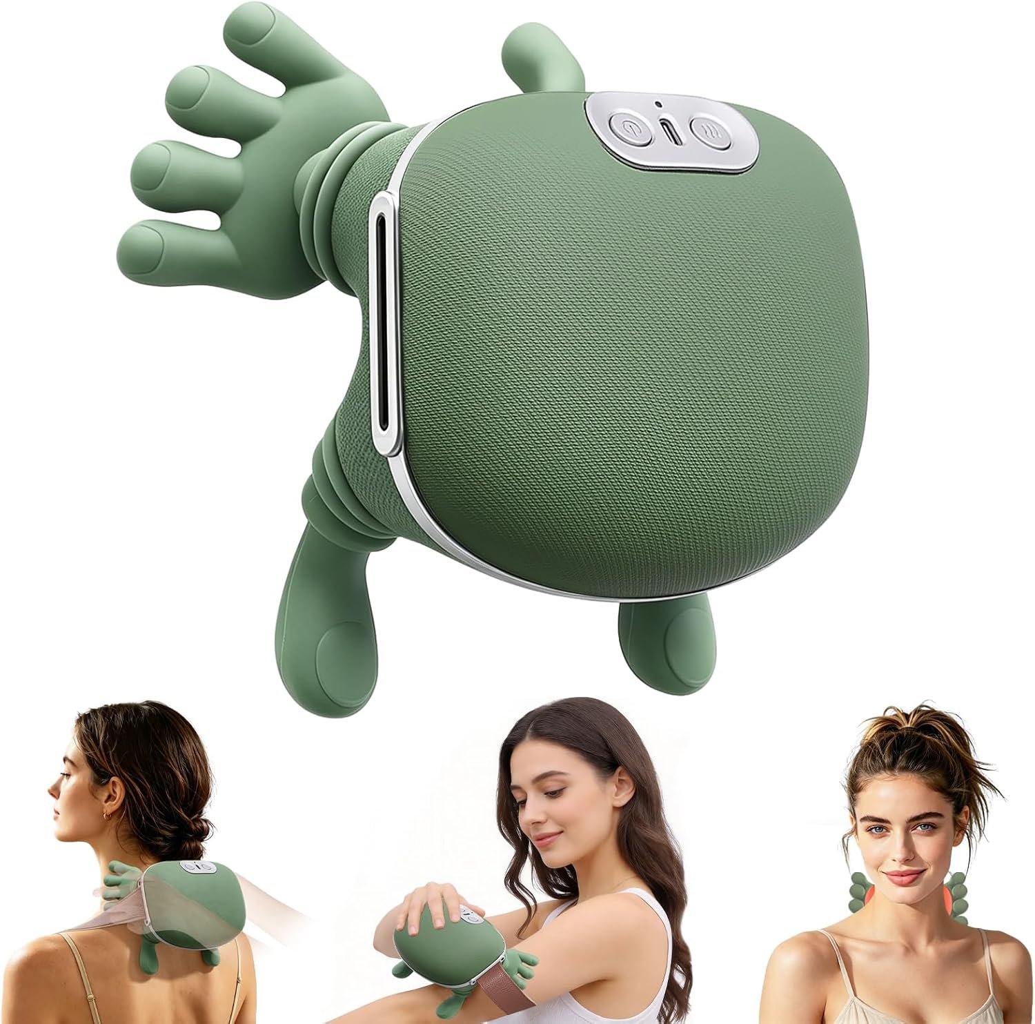 IKT 2026 Upgraded 4D Neck Massager with Heat, Portable Finger-Press Neck and Shoulder Massager, Simulates Deep Kneading Massage Like Human Hands,Relieve Muscle Tension, Suitable for the Whole Body