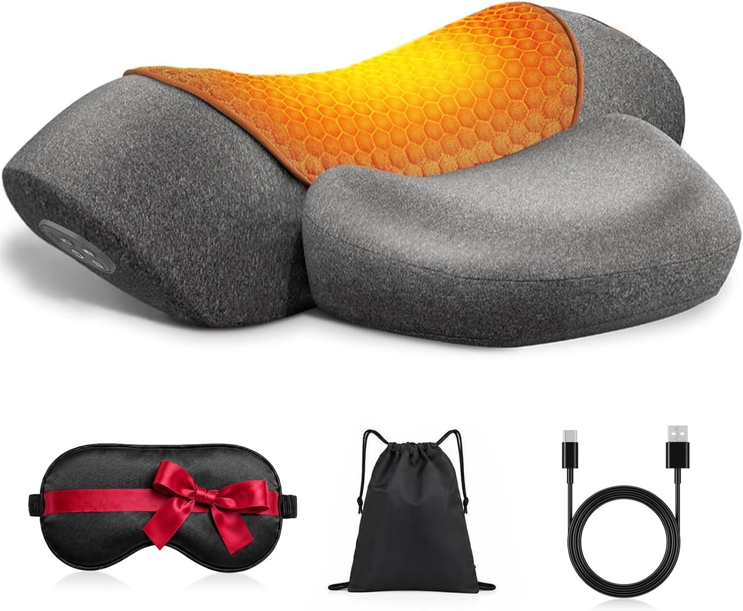 Upalled Cordless Heated Neck Massager Pillow for Pain Relief Deep Tissue, 3-in-1 Rechargeable Neck Cervical Traction Device with Heat, Massage, Electric Stretch, Ergonomic Shoulder Relaxer,Grey