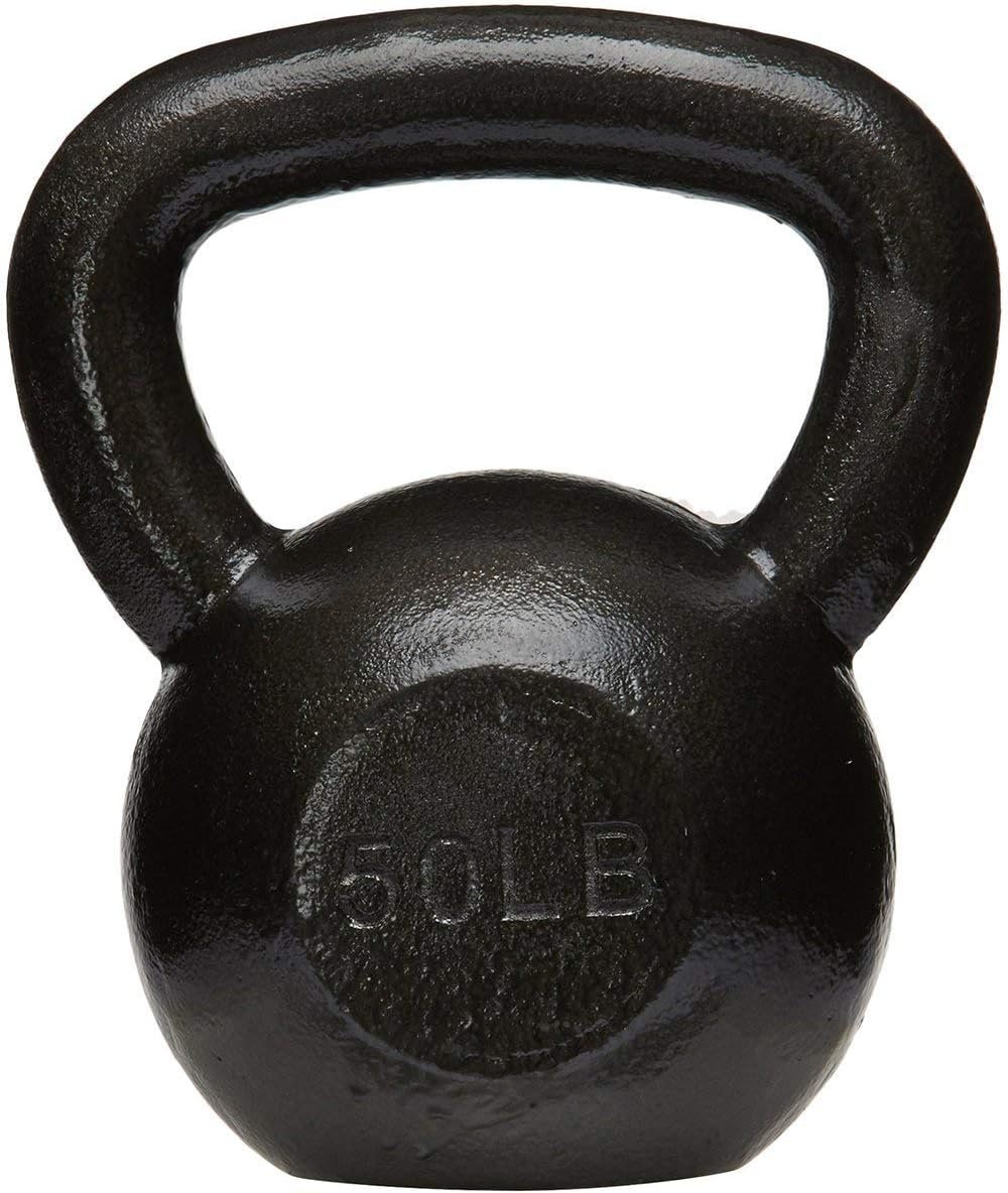 Amazon Basics Cast Iron Kettlebell for Strength Training, Textured Wide Handle, Black