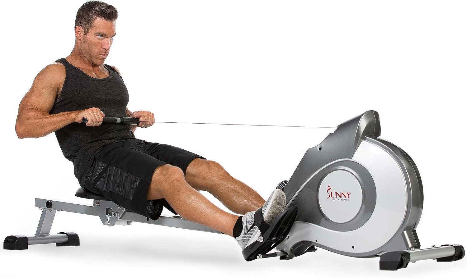 Sunny Health & Fitness Smart Magnetic Rower, Compact Quiet & Smooth Rowing Machine for Full-Body Cardio Exercise, Free SunnyFit Training App Connection