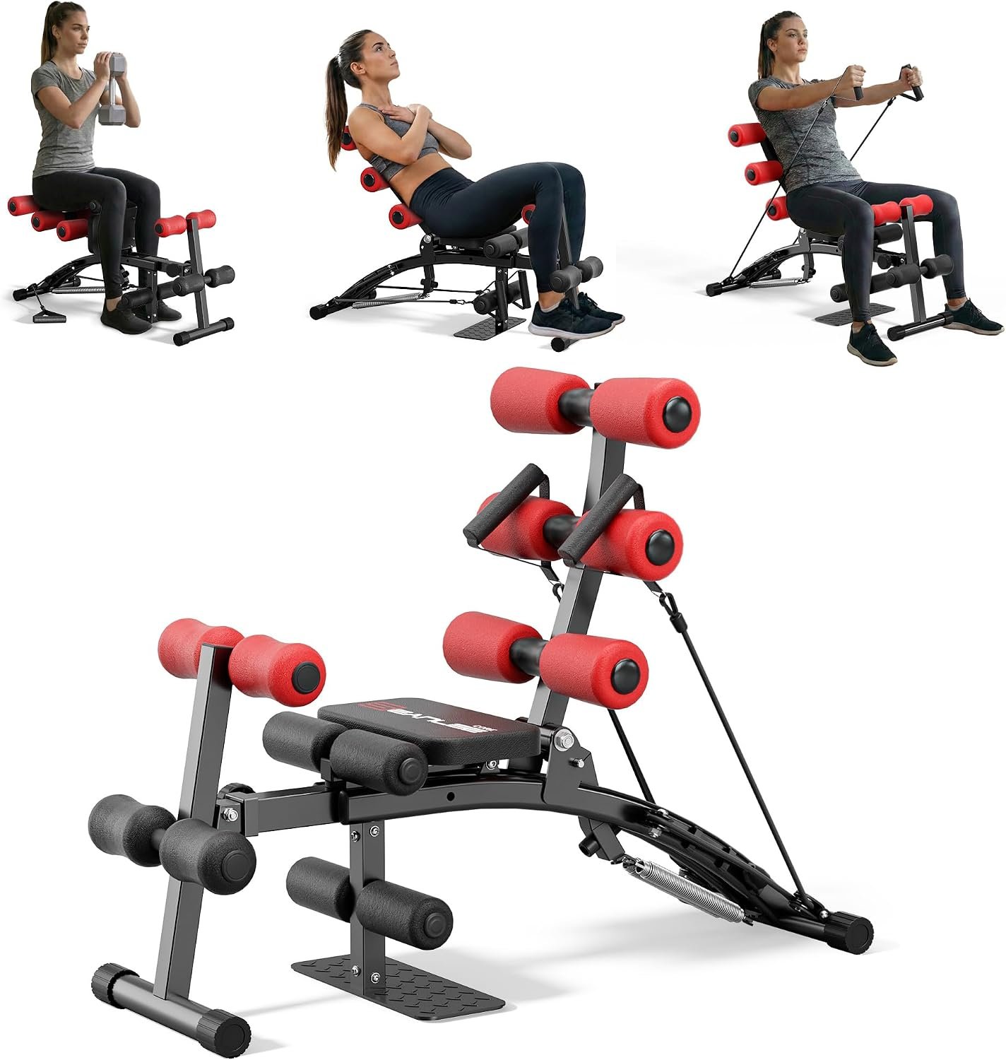 seanleecore Ab Machine with Squat machine, Multi-Functional Adjustable Ab Trainer, Ab Workout Bench for Home Gym, Sit Up Machine for Abdominal & Glutes, Exercise Chair for Full Body Workout