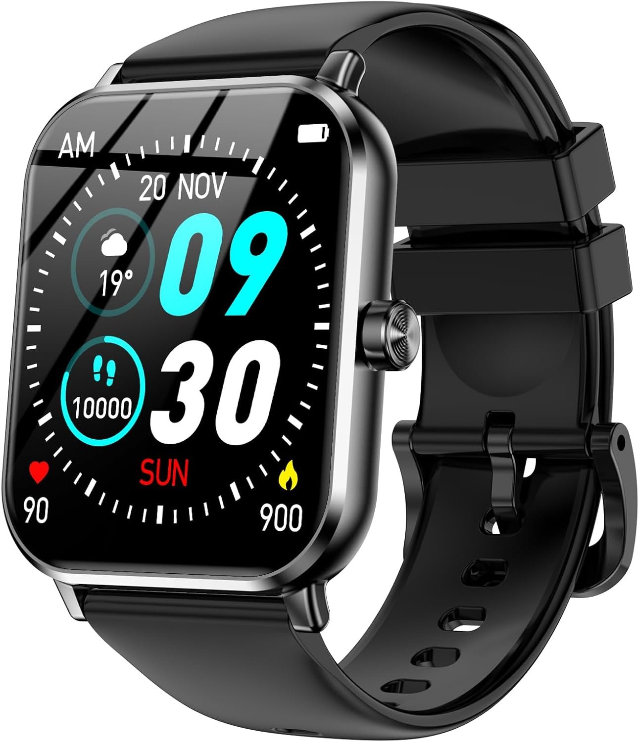 Jacoosa Smart Watches for Men, 1.83″ HD Touchscreen with Bluetooth Calling, 120+ Sport Modes Fitness Tracker, IP68 Waterproof, Heart Rate Sleep Monitor Timer, Compatible with Android iOS(Black)