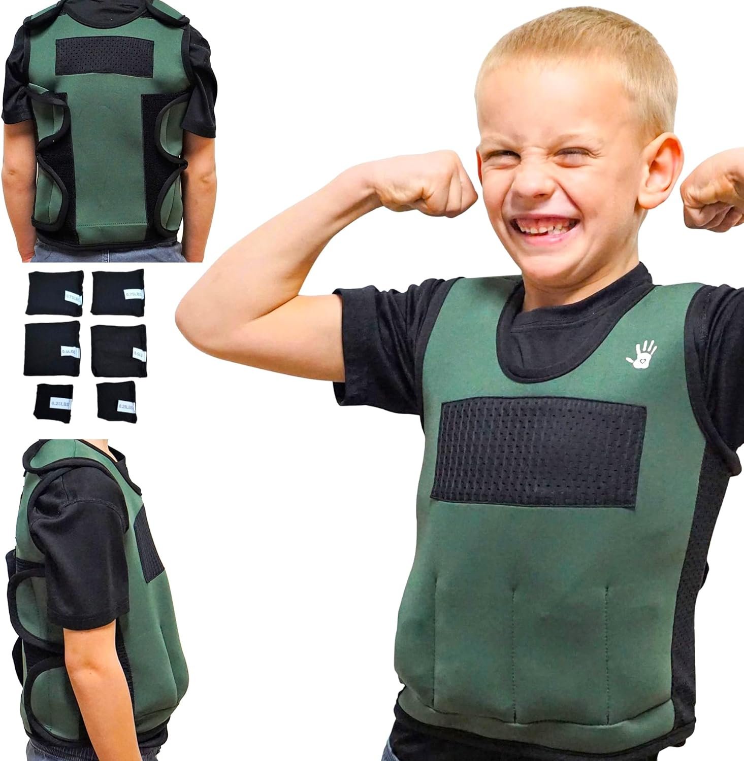 Weighted Vest For Kids – Adjustable Compression Vest With Six Removable Weights Included – Breathable Snug Fit Design